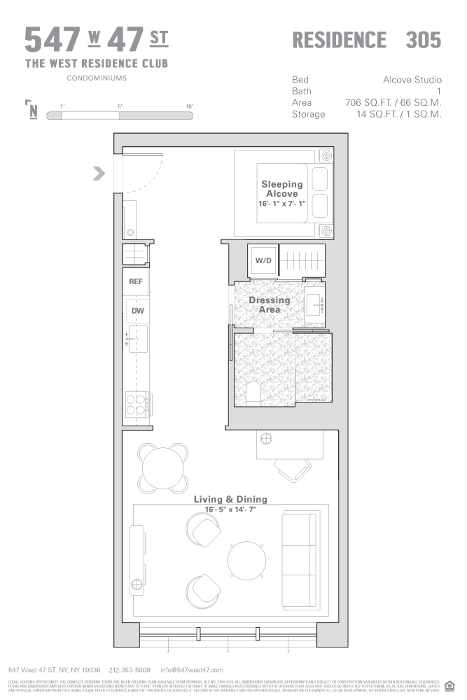 Floorplan for 547 West 47th Street, 305