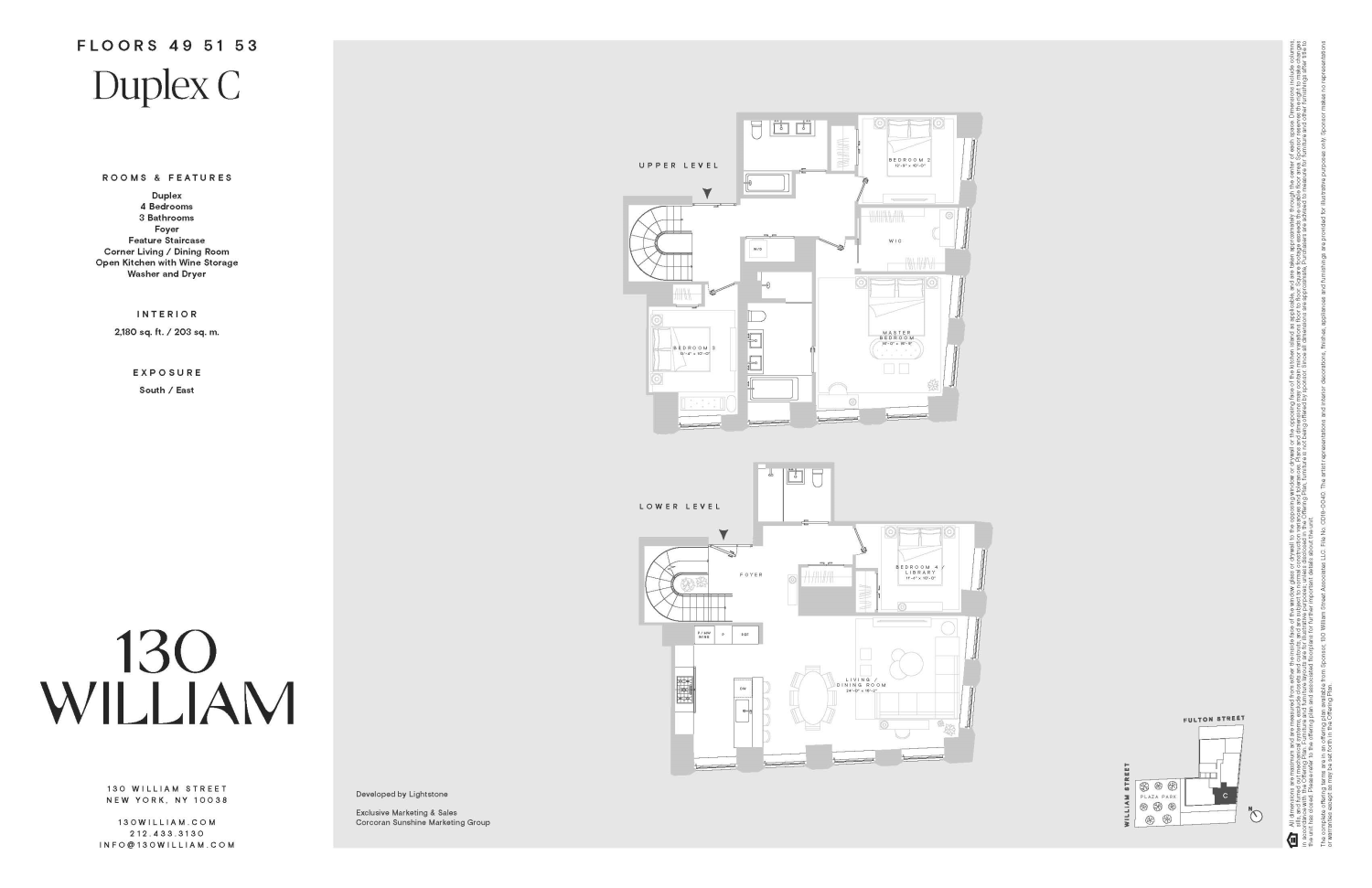 Floorplan for 130 William Street, 51C