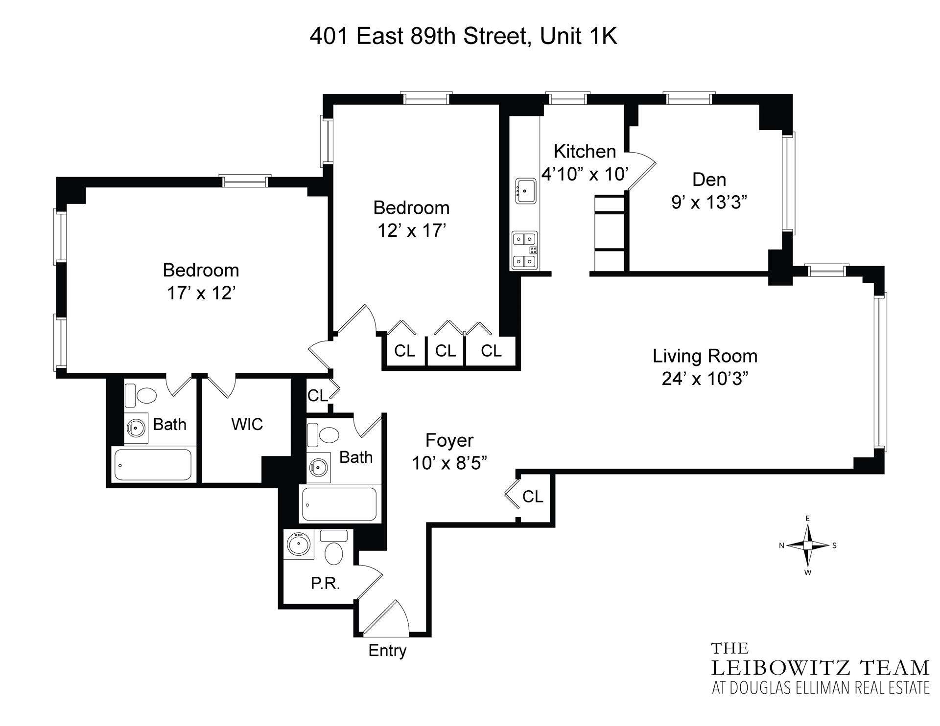 Floorplan for 401 East 89th Street, 1K