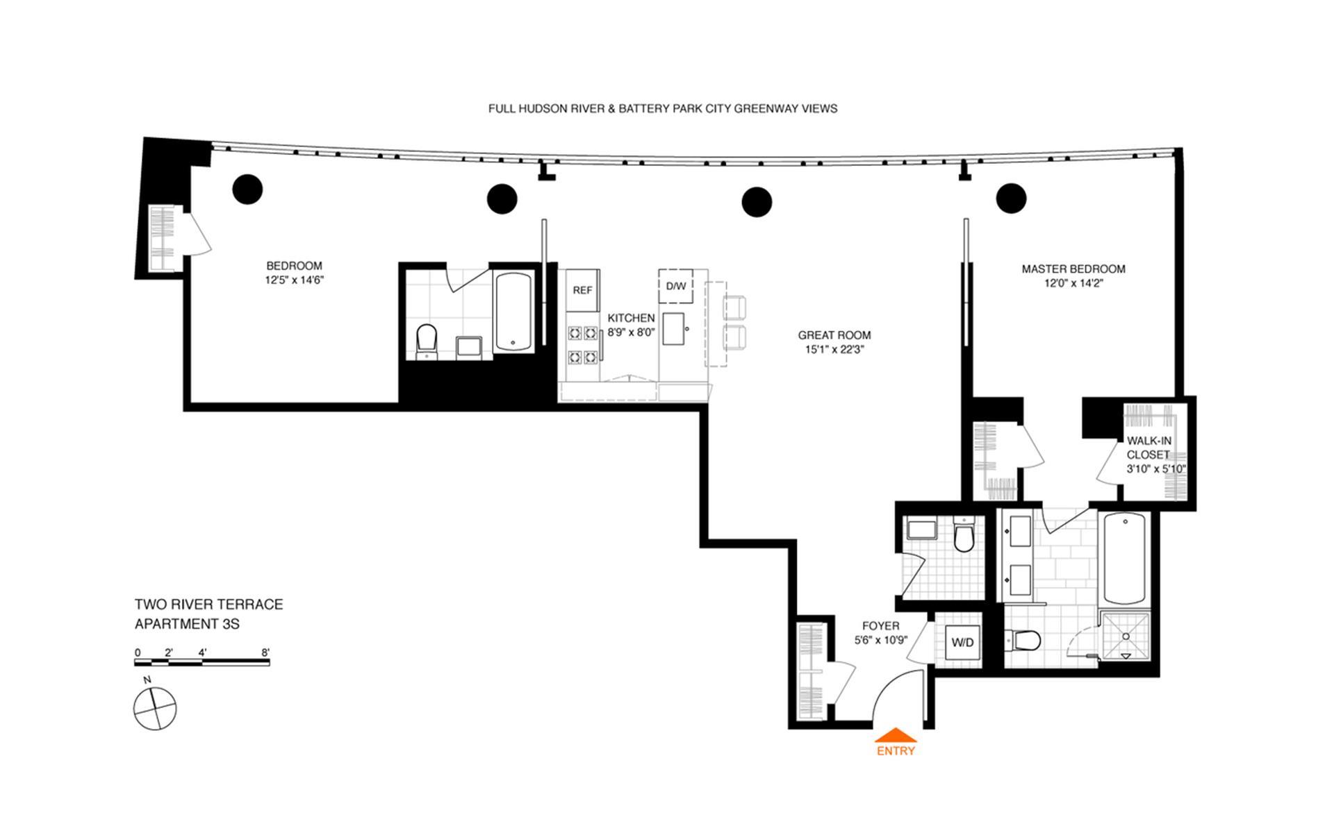 Floorplan for 8 River Terrace, 3S