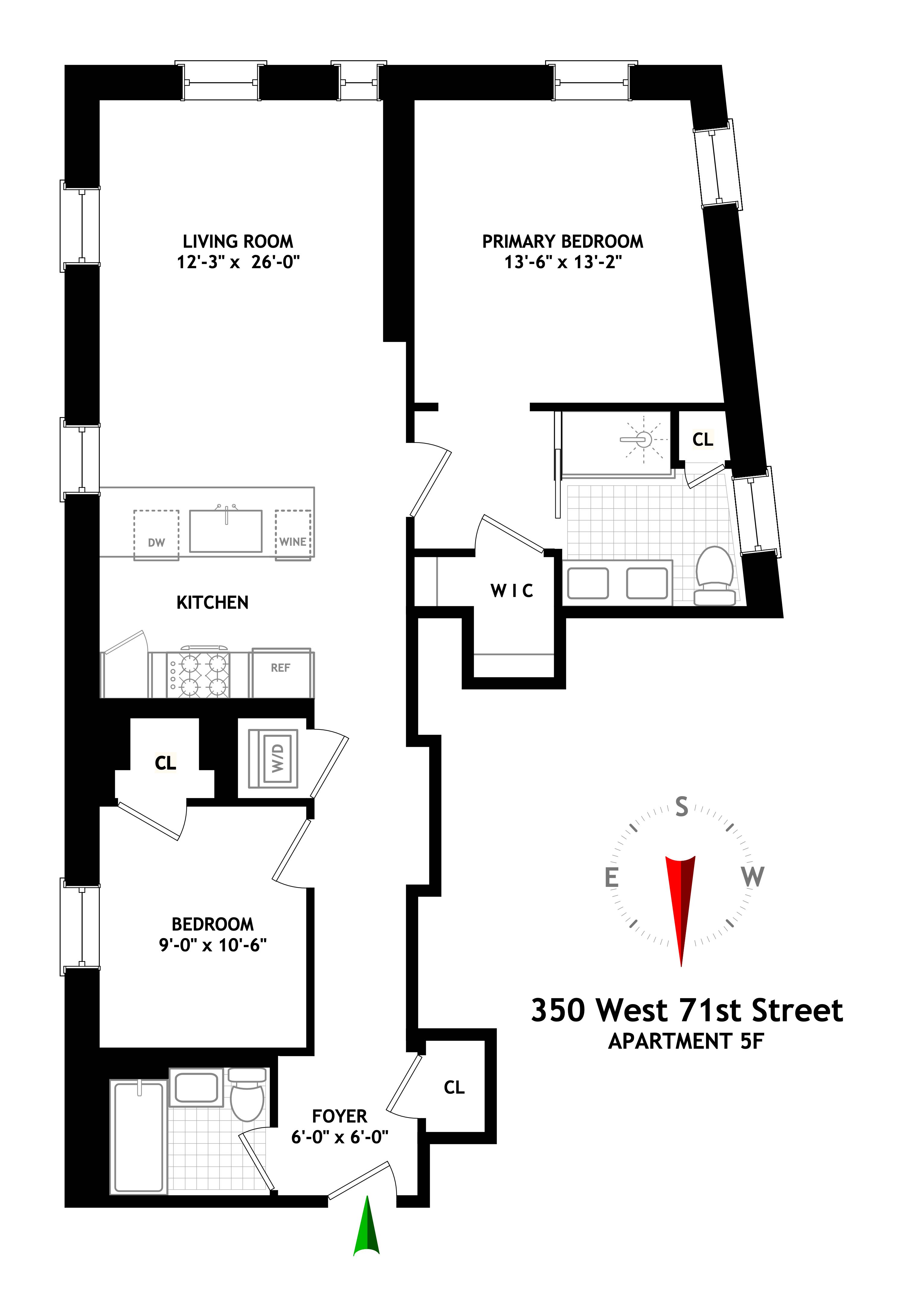 Floorplan for 350 West 71st Street, 5F