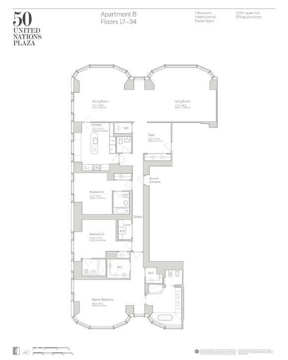 Floorplan for 50 United Nations Plaza, 17-B