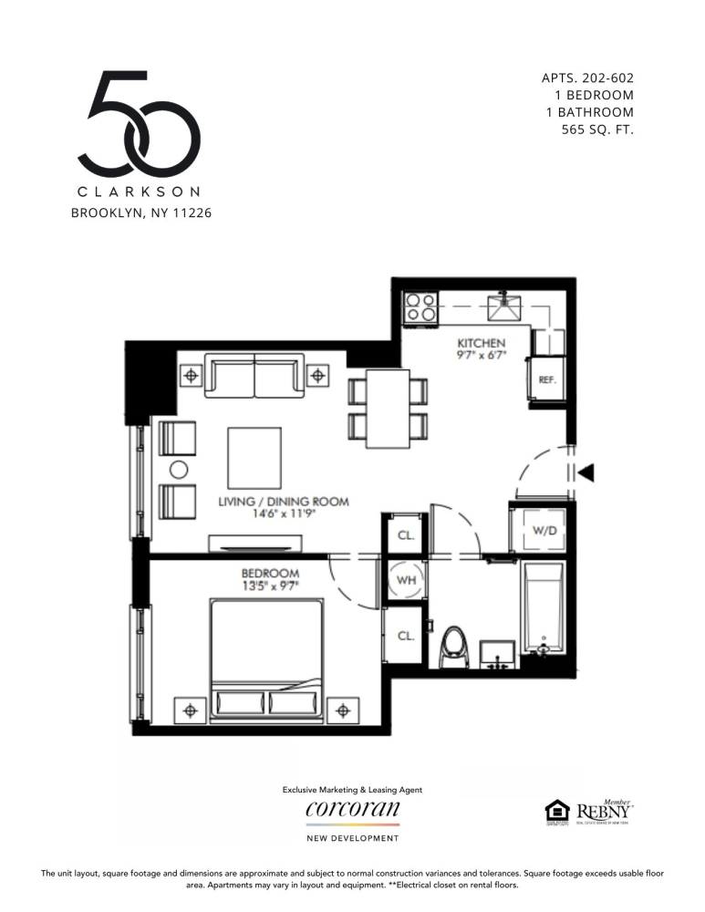 Floorplan for 50 Clarkson Avenue, 602