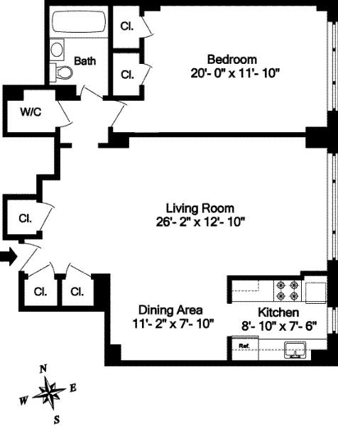 Floorplan for 175 East 74th Street, 2-E