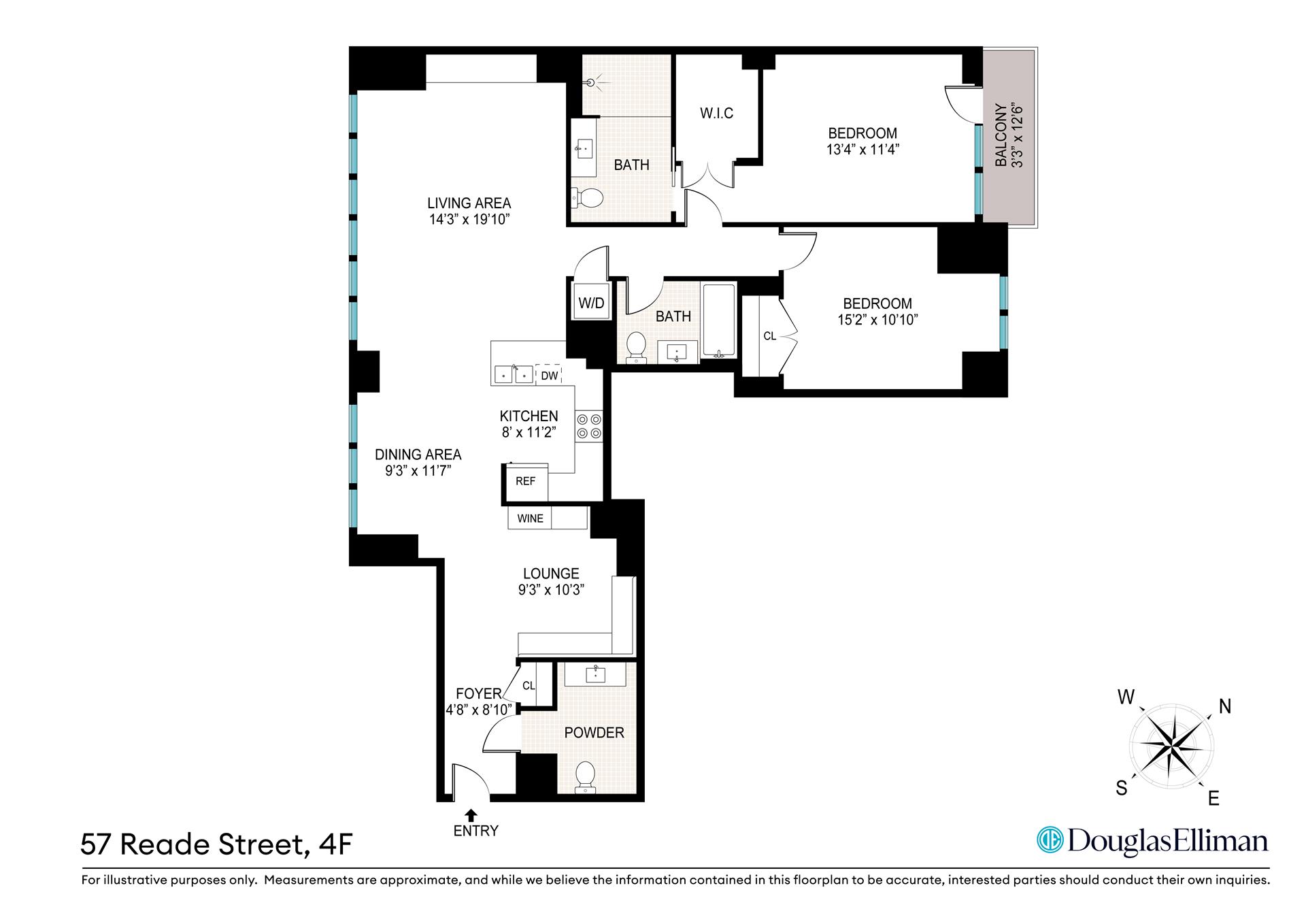 Floorplan for 57 Reade Street, 4F