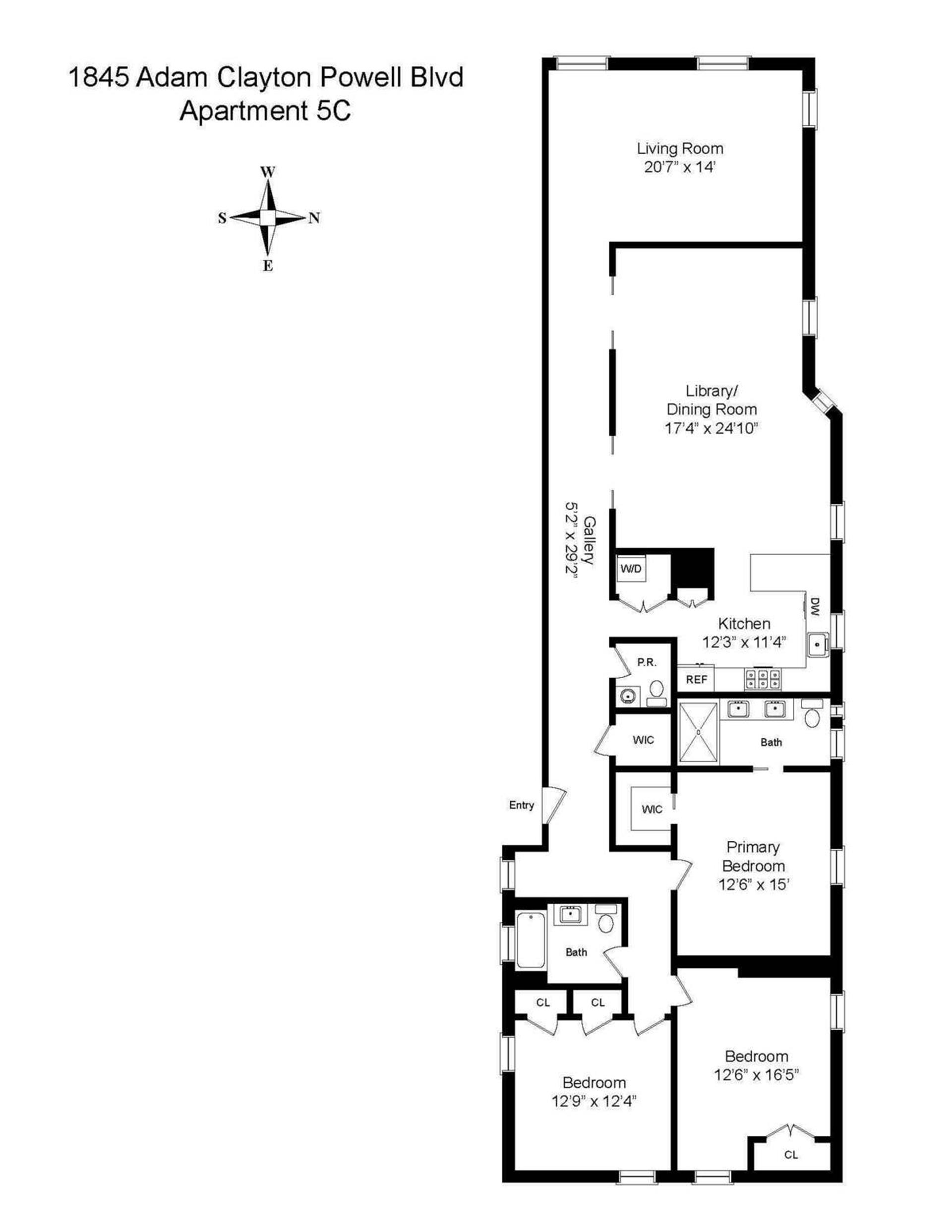 Floorplan for 1845 Adam C Powell Boulevard, 5C