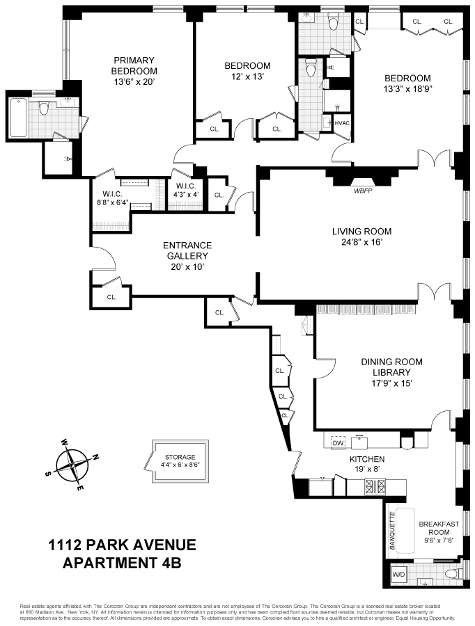 Floorplan for 1112 Park Avenue, 4B