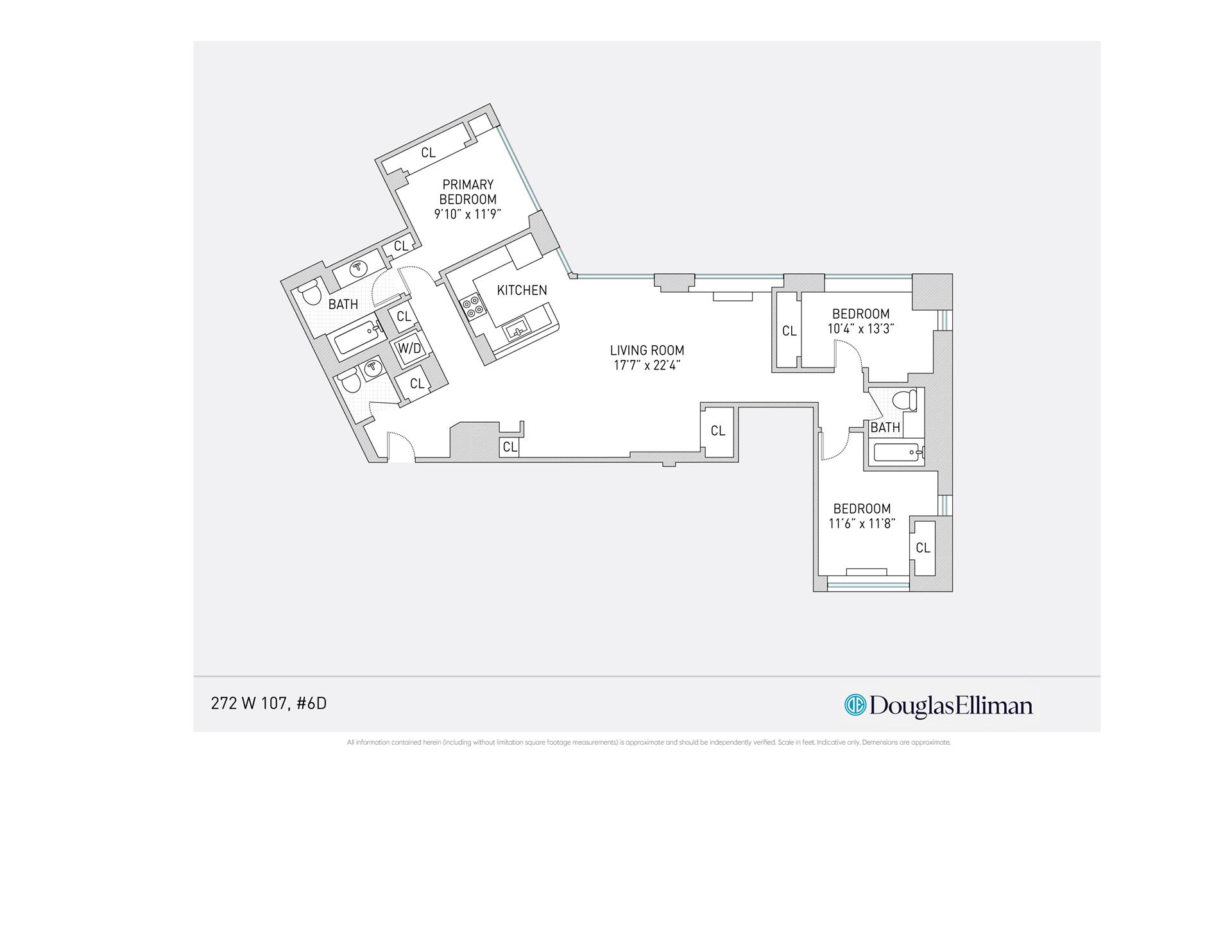 Floorplan for 272 West 107th Street, 6D