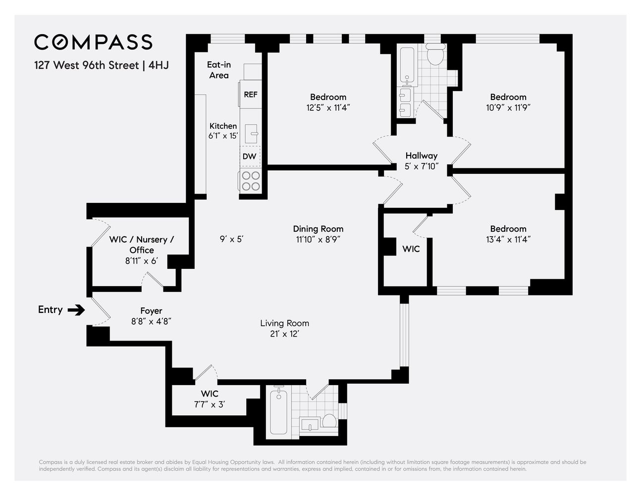 Floorplan for 127 West 96th Street, 4HJ