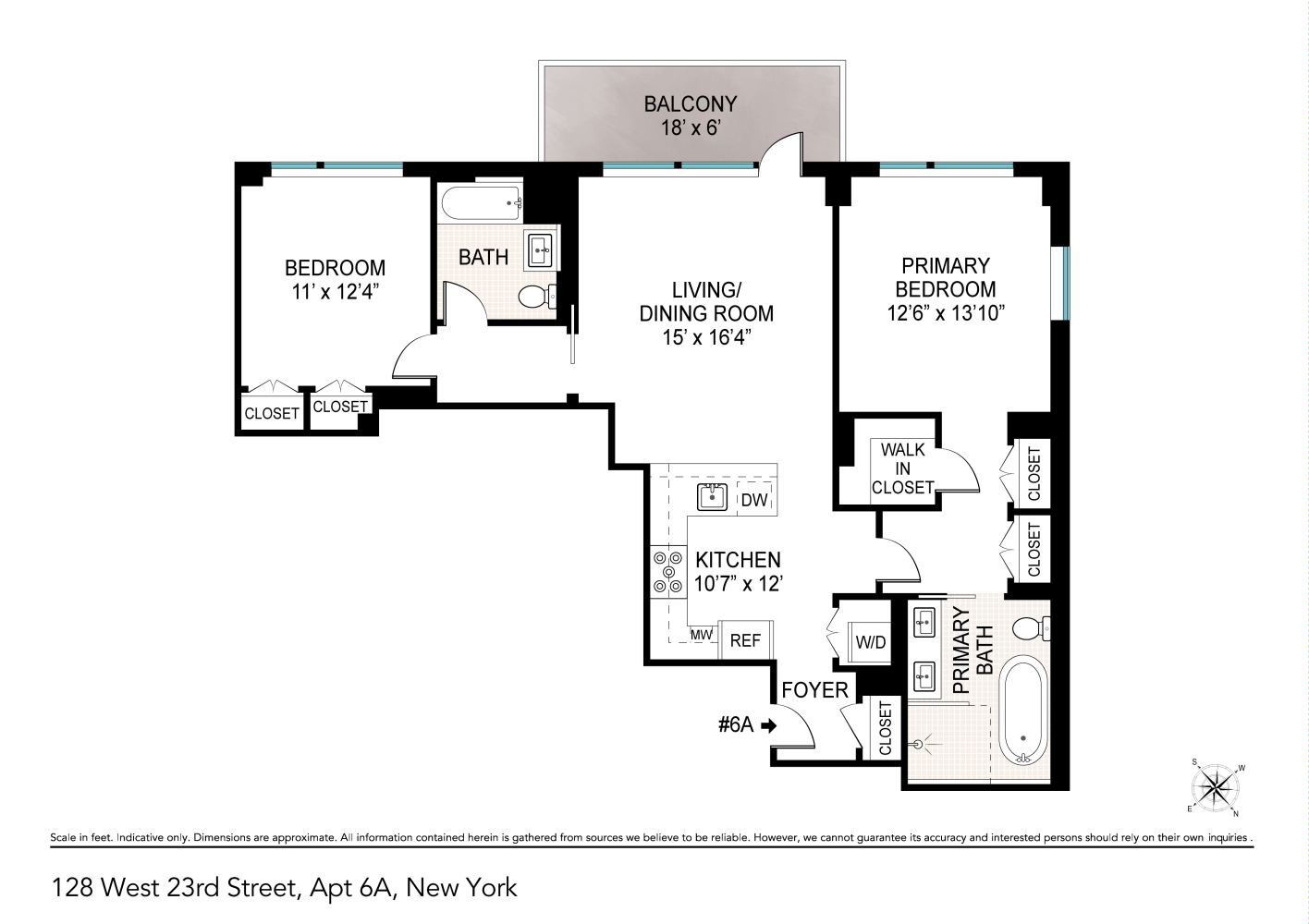 Floorplan for 128 West 23rd Street, 6A