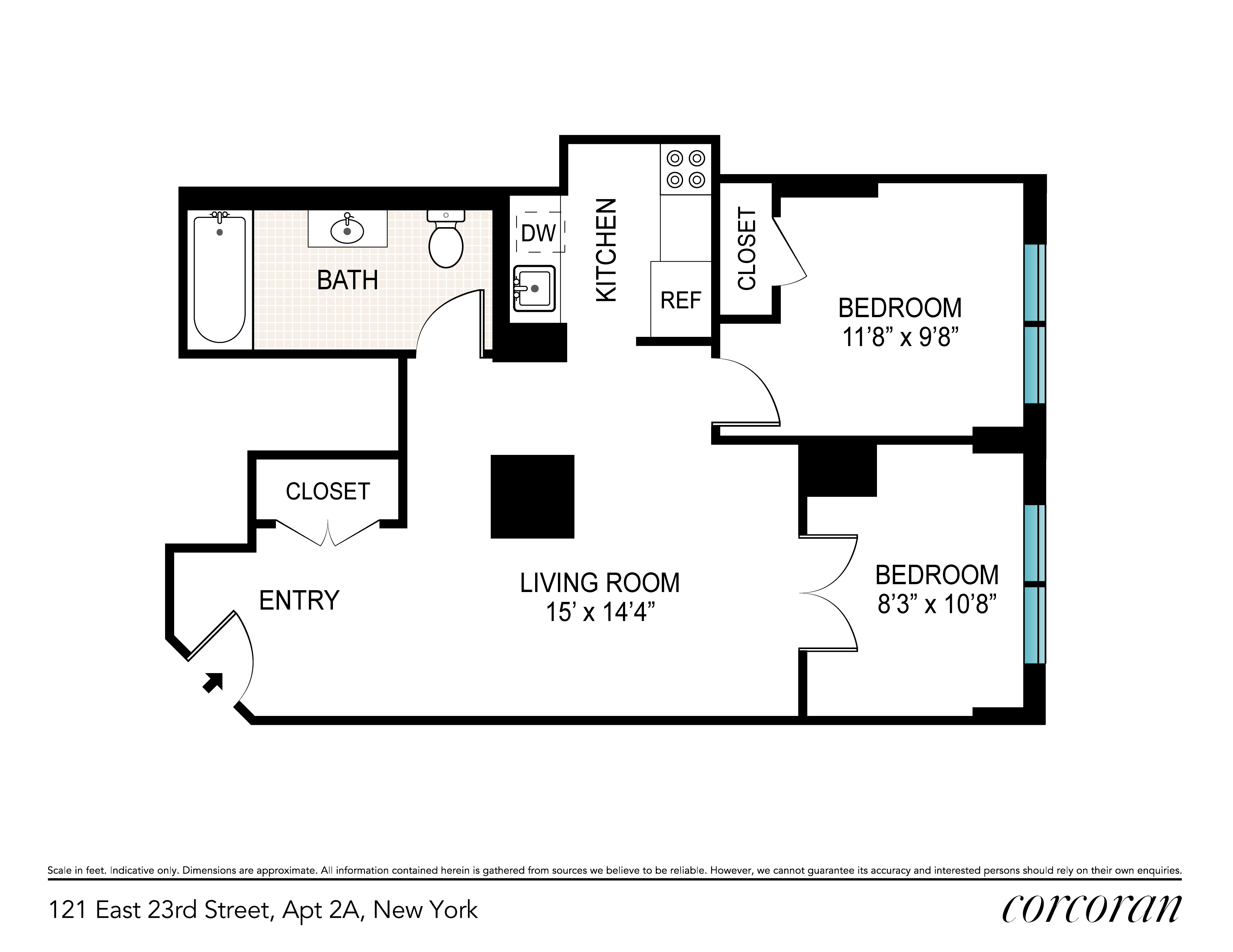 Floorplan for 121 East 23rd Street, 2A