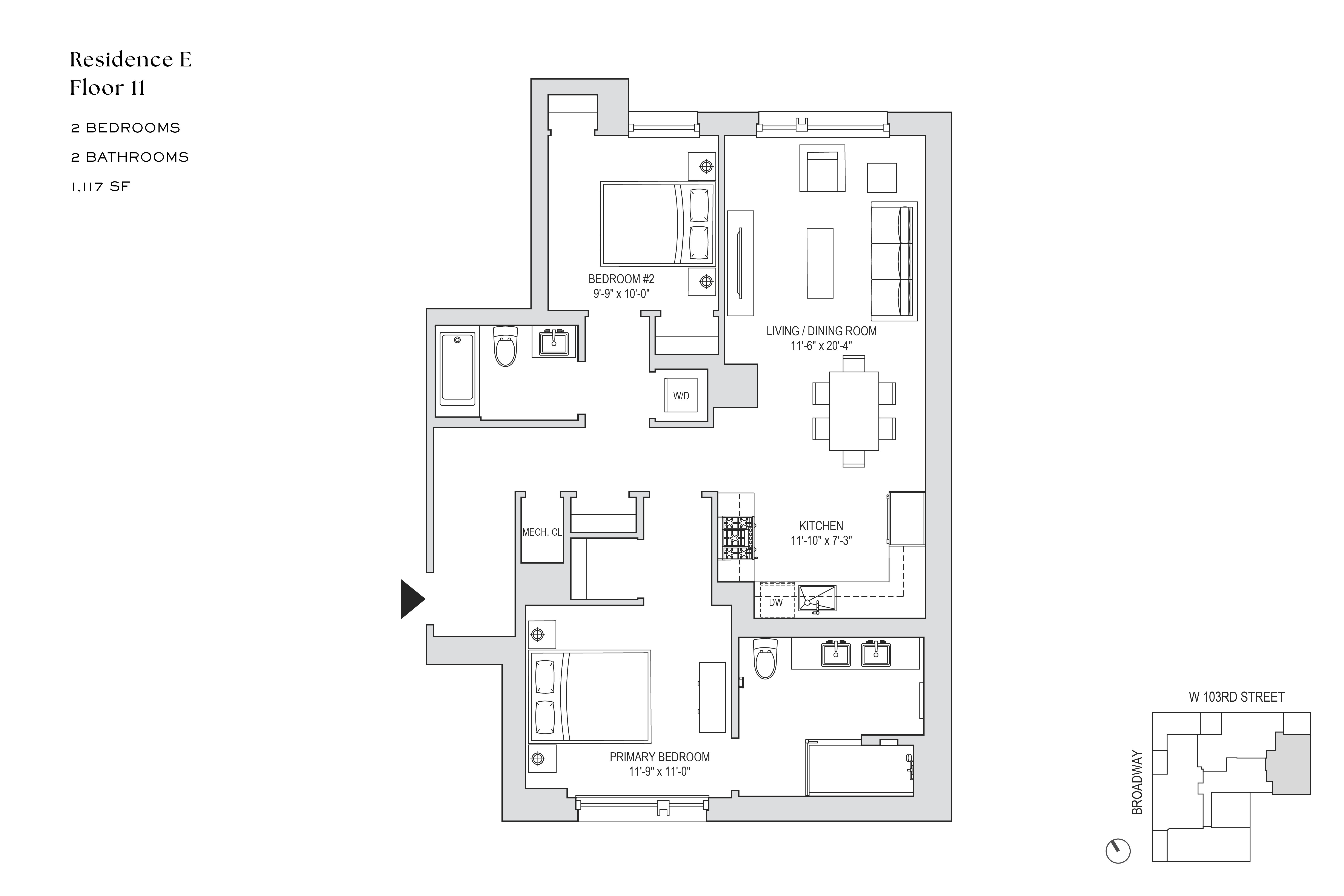 Floorplan for 218 West 103rd Street, 11E