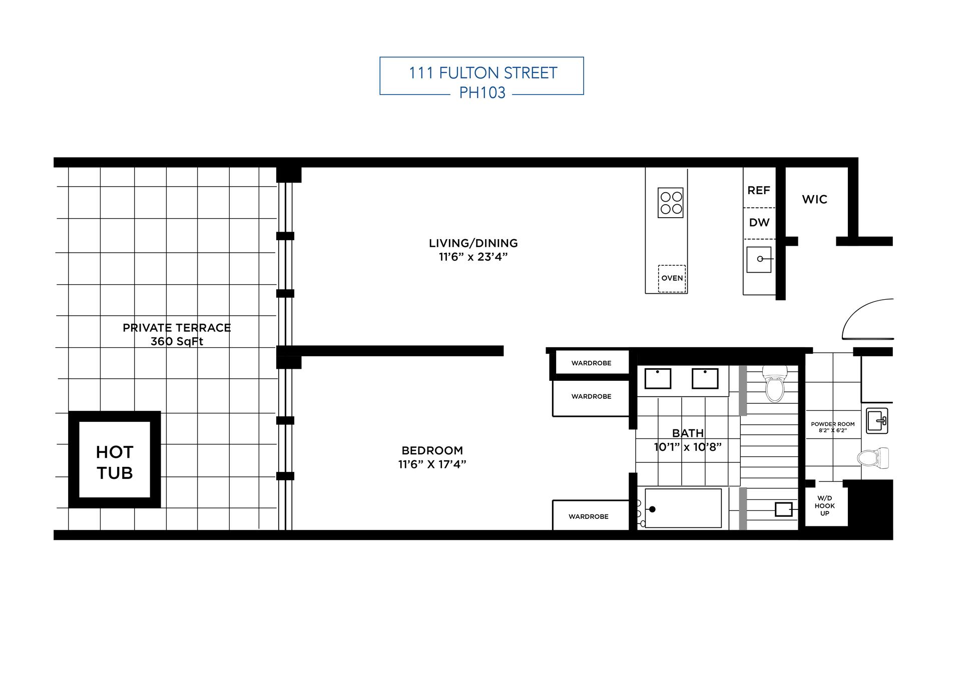 Floorplan for 111 Fulton Street, PH103