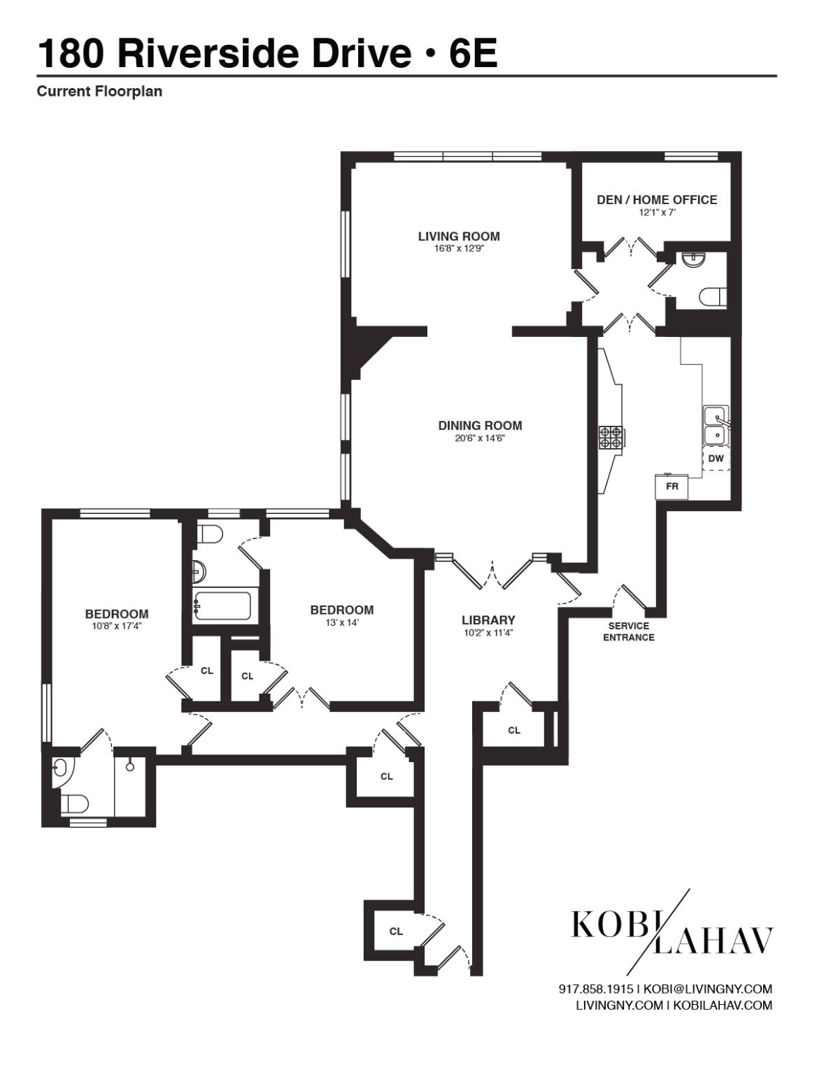 Floorplan for 180 Riverside Drive, 6E