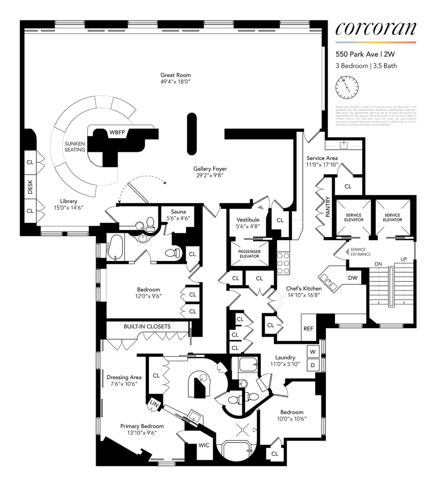 Floorplan for 550 Park Avenue, 2W