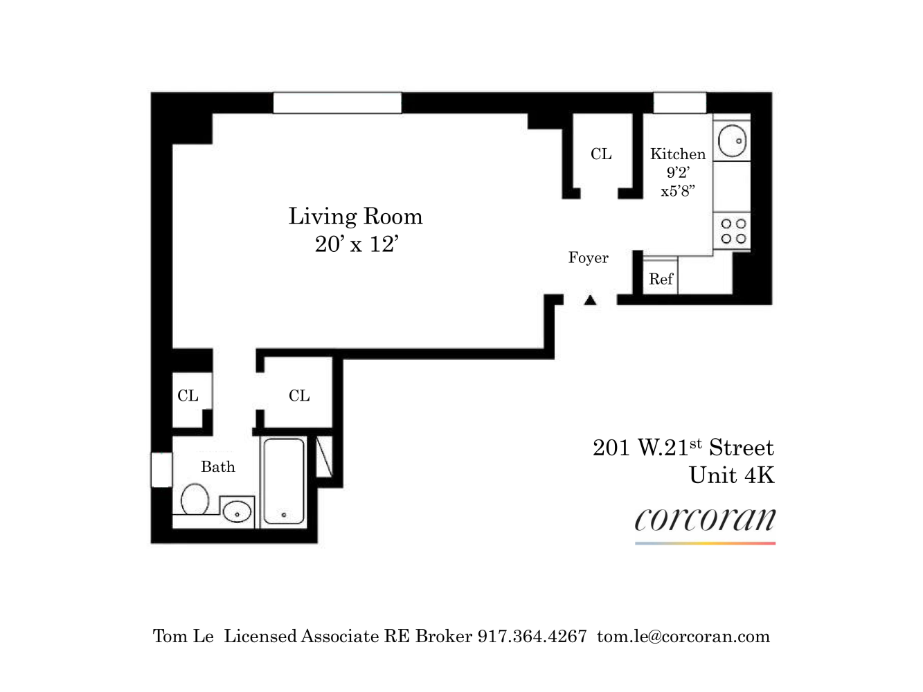 Floorplan for 201 West 21st Street, 4K