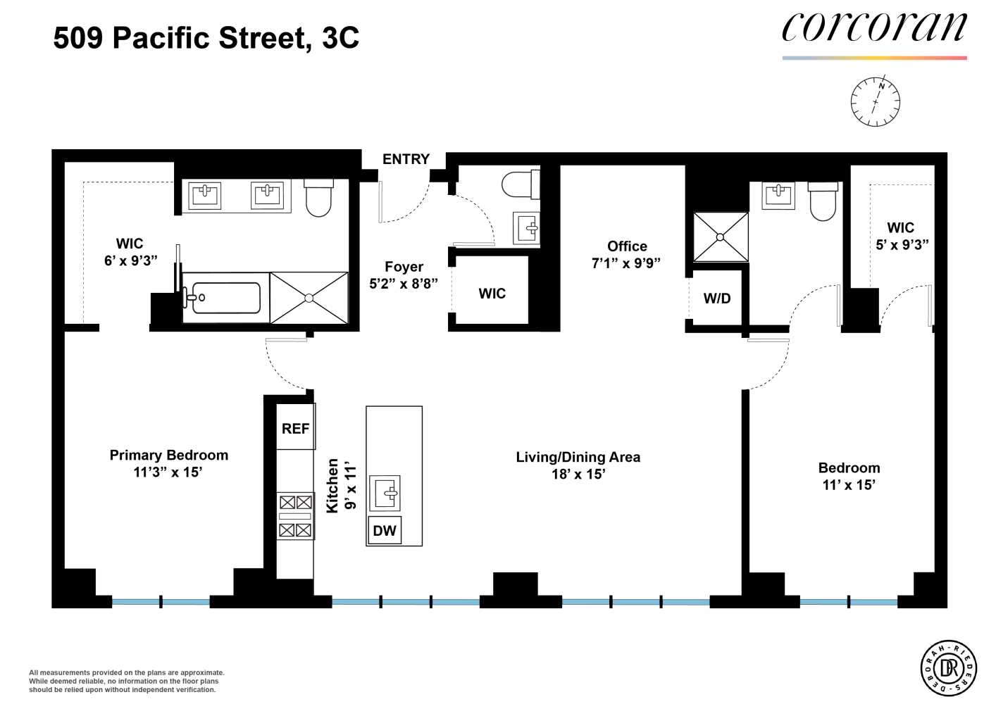 Floorplan for 509 Pacific Street, 3C