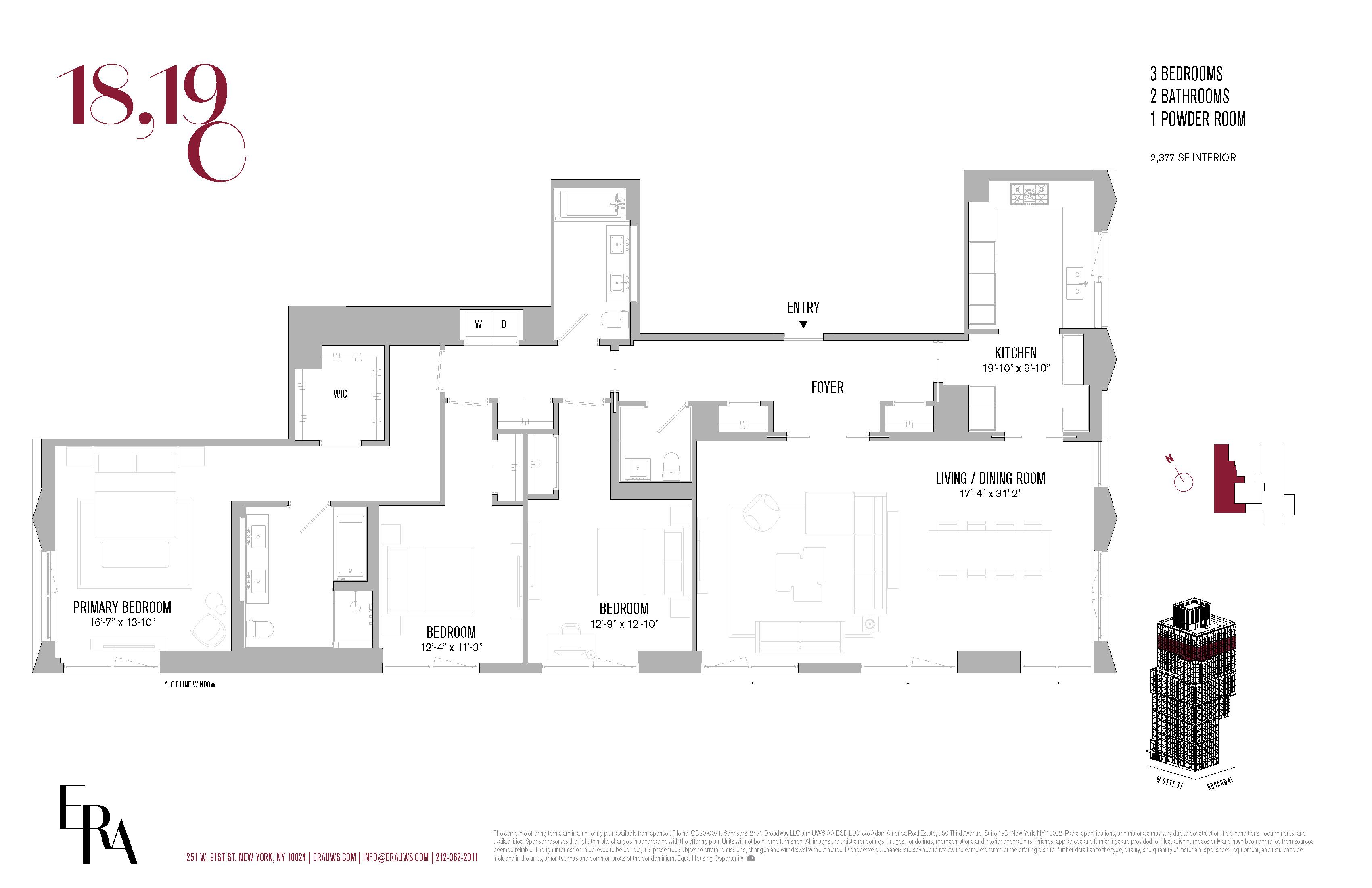 Floorplan for 251 West 91st Street, 18-C