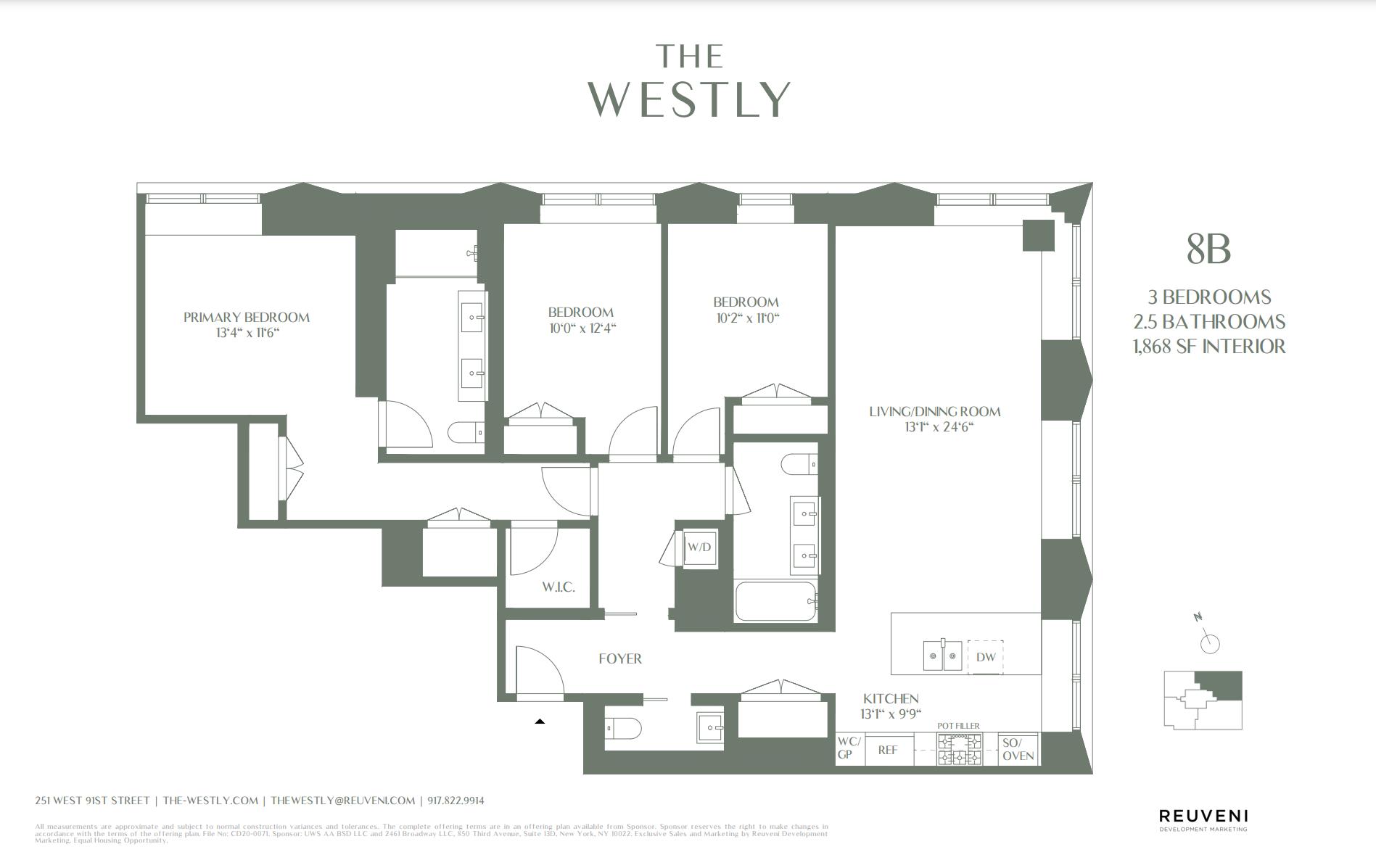 Floorplan for 251 West 91st Street, 8-B