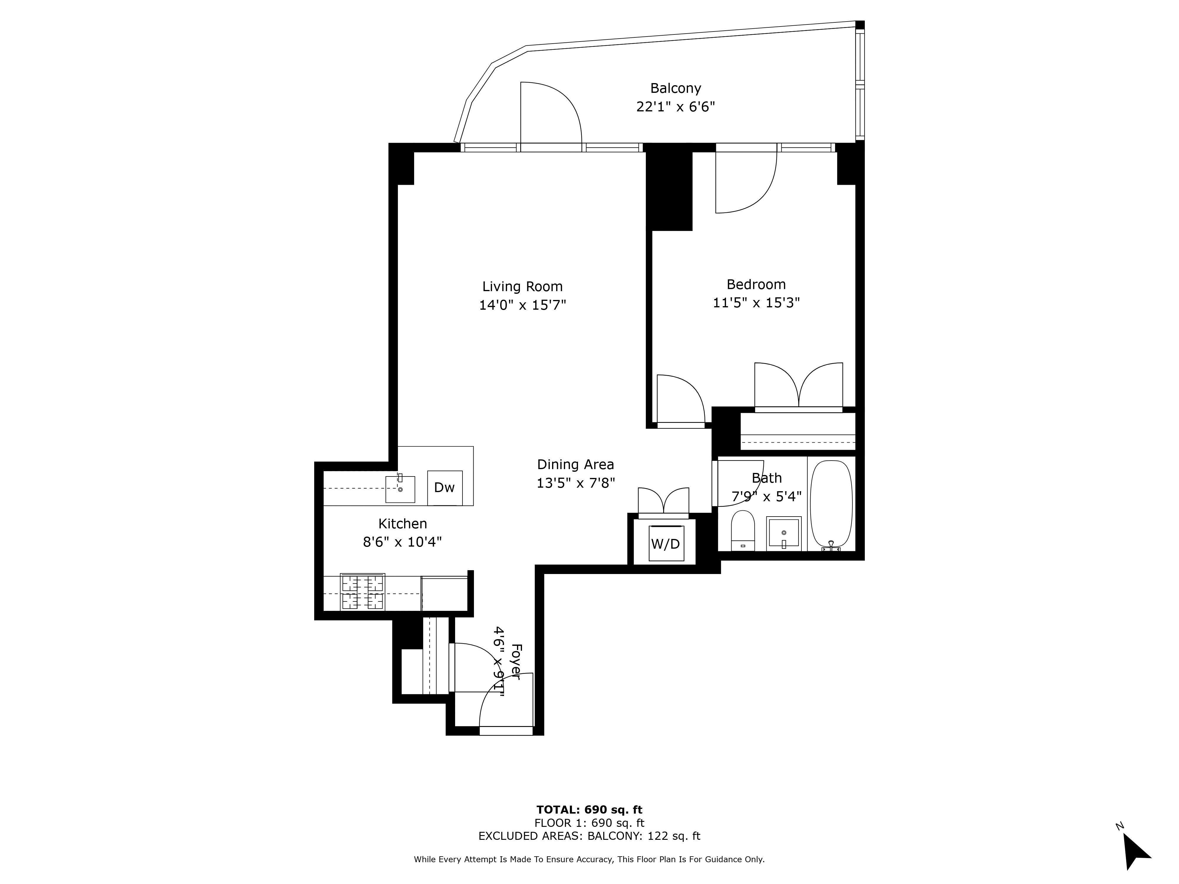 Floorplan for 555 West 59th Street, 23-A