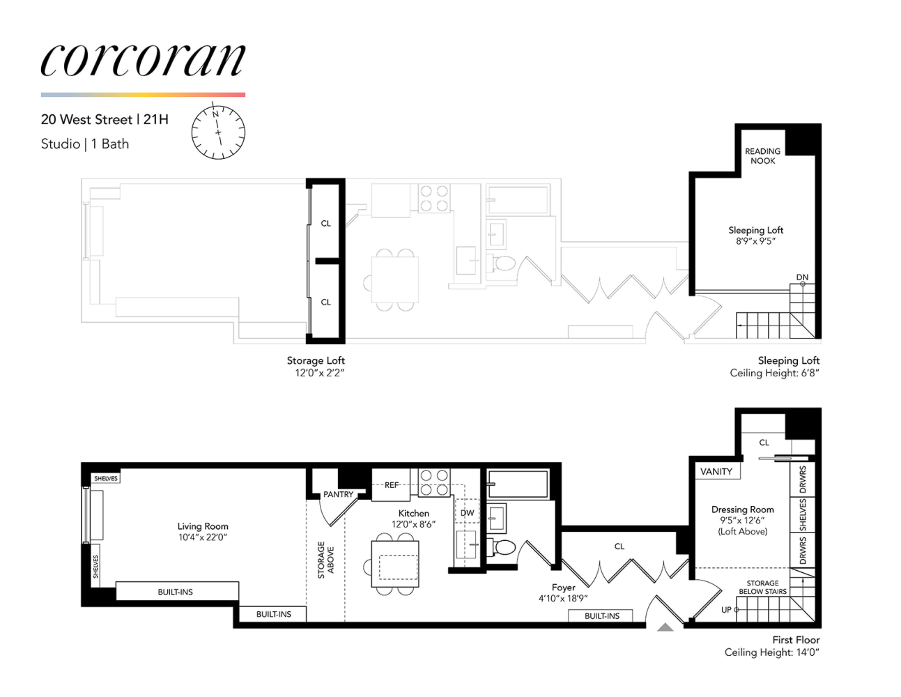 Floorplan for 20 West Street, 21H