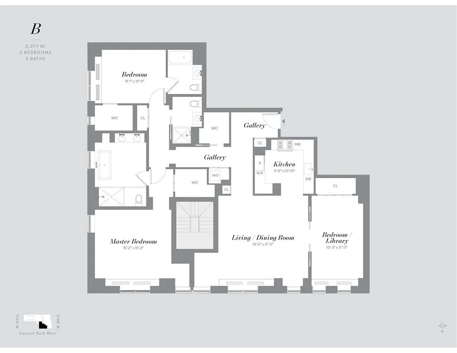 Floorplan for 360 Central Park, 2B