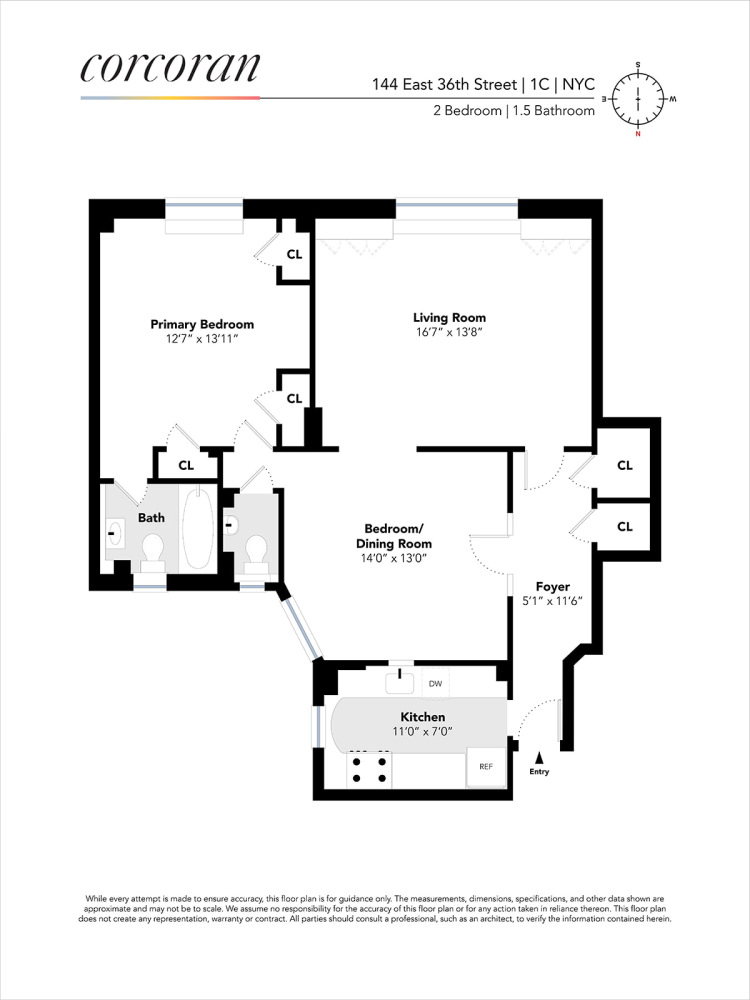 Floorplan for 144 East 36th Street, 1C