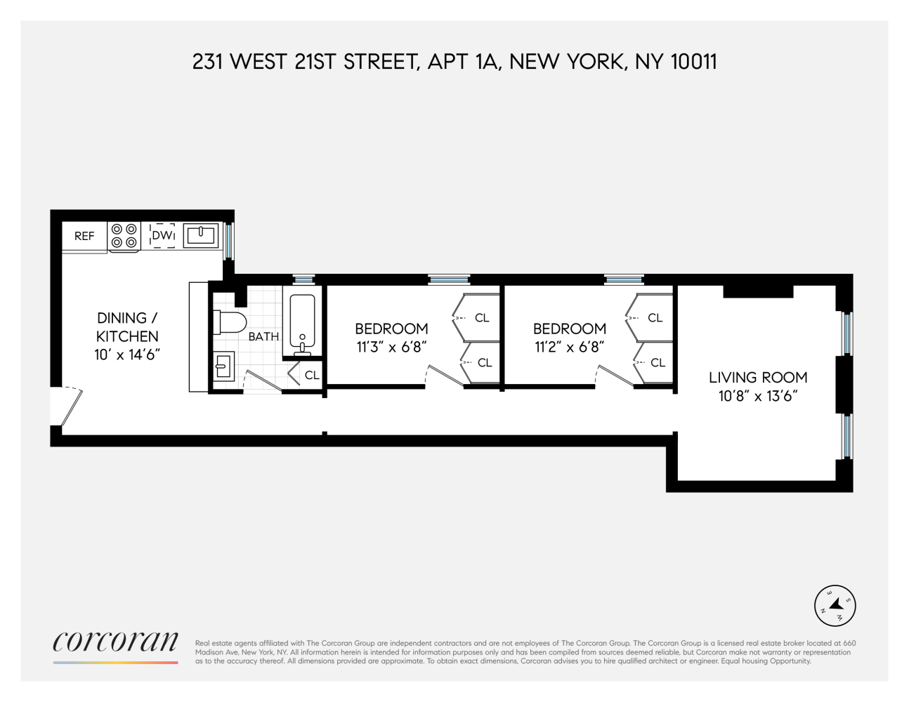 Floorplan for 231 West 21st Street, 1A