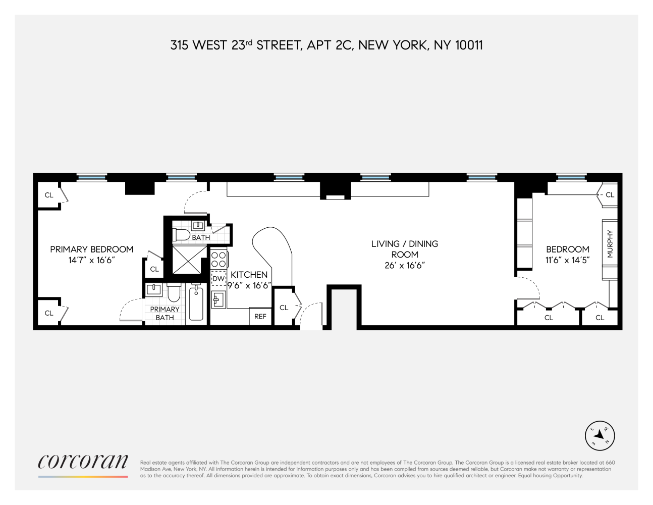 Floorplan for 315 West 23rd Street, 2C