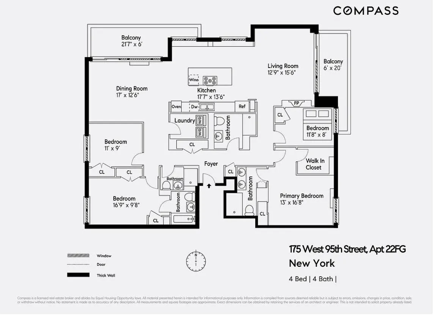 Floorplan for 175 West 95th Street, 22G