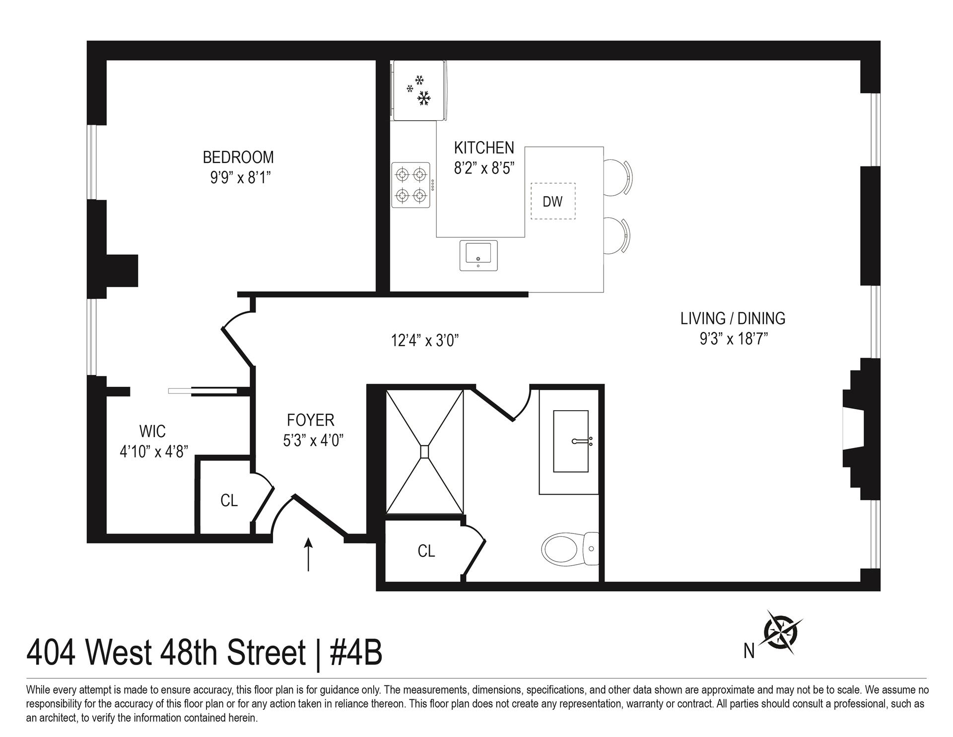 Floorplan for 404 West 48th Street, 4B