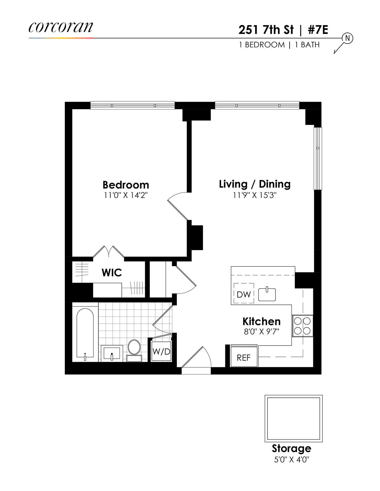 Floorplan for 251 7th Street, 7E