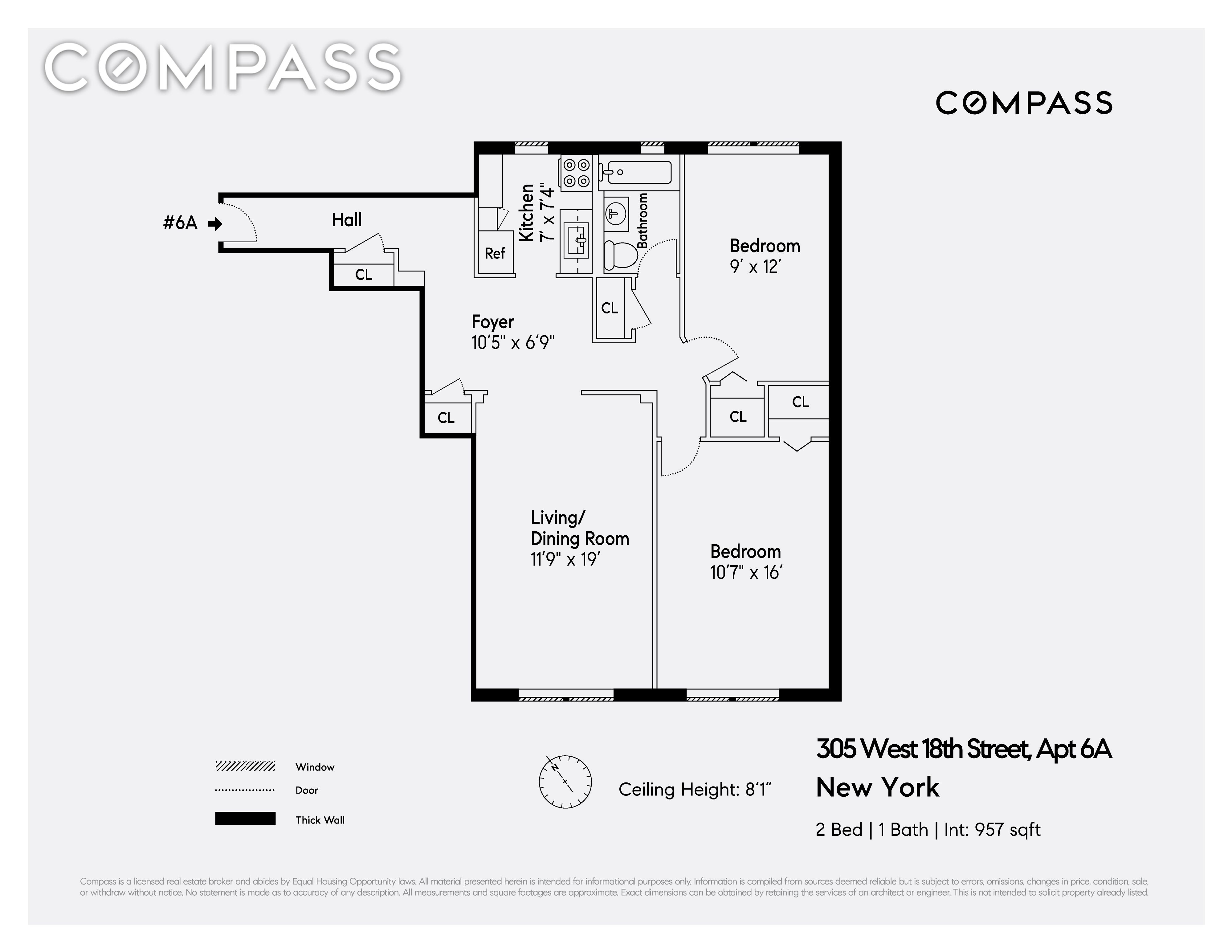 305 West 18th Street 6A, Chelsea,  - 2 Bedrooms  
1 Bathrooms  
3 Rooms - 