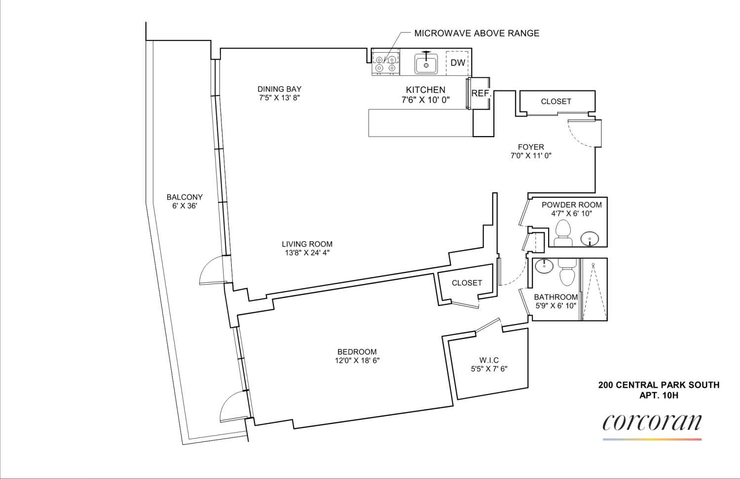 Floorplan for 200 Central Park, 10H