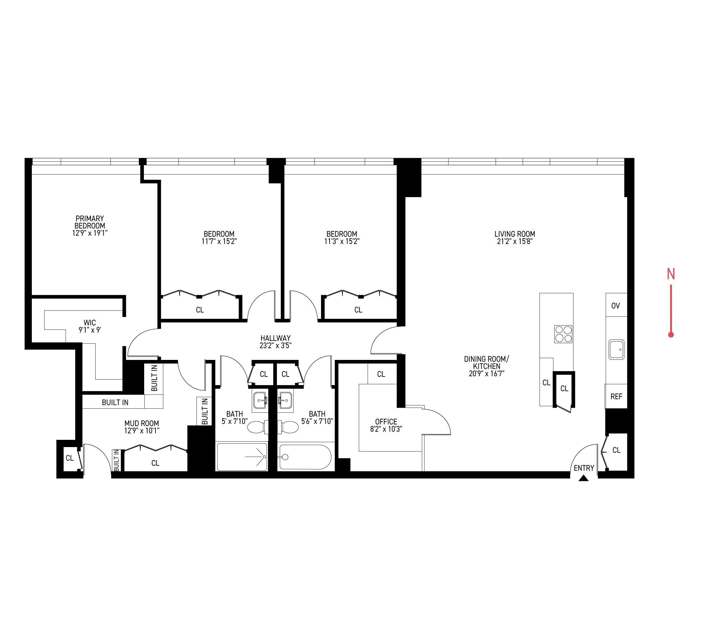 Floorplan for 315 West 70th Street, 12-AB