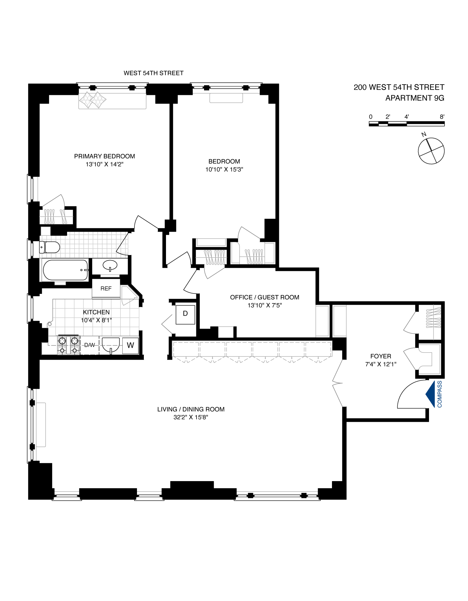 Floorplan for 200 West 54th Street, 9G