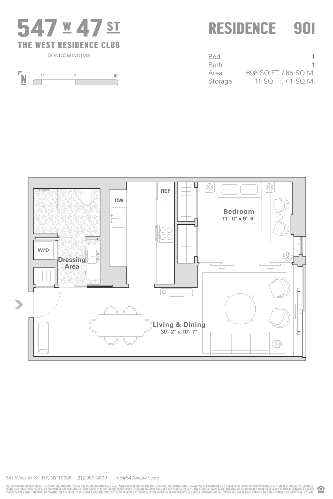 Floorplan for 547 West 47th Street, 901