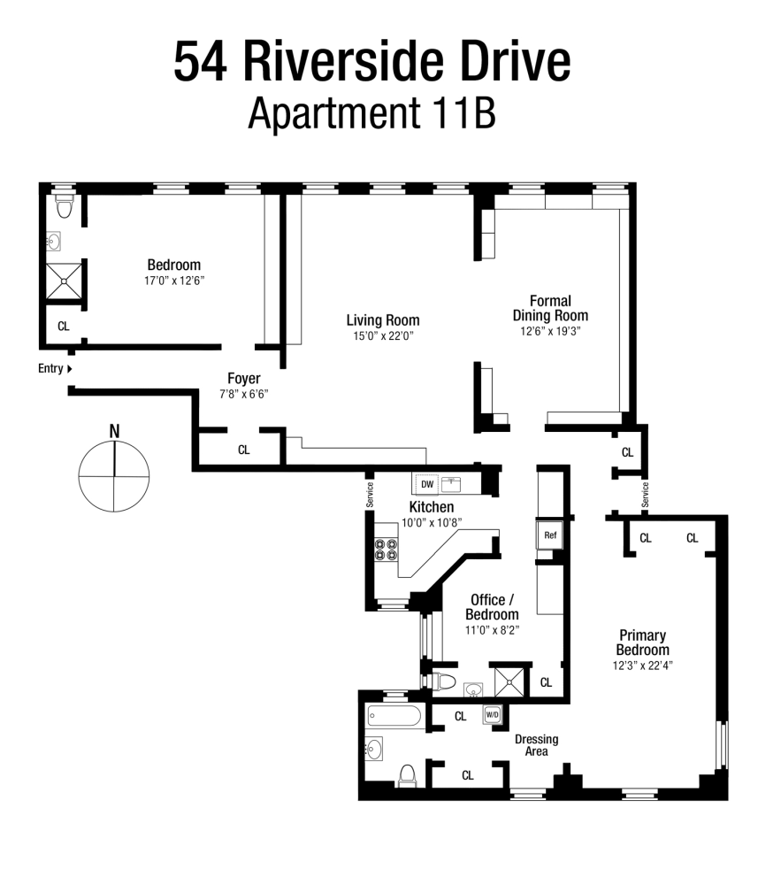 Floorplan for 54 Riverside Drive, 11B