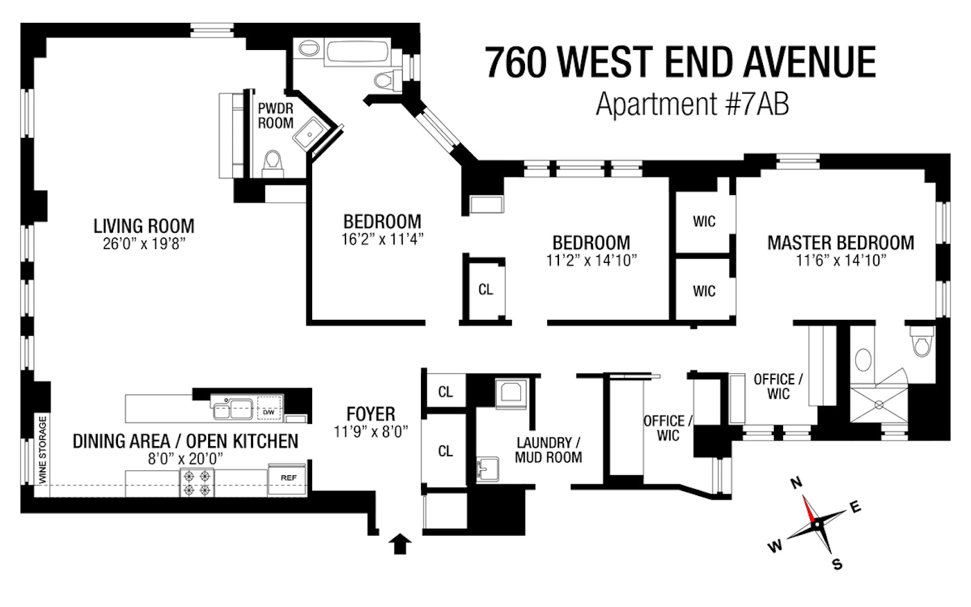 Floorplan for 760 West End Avenue, 7AB