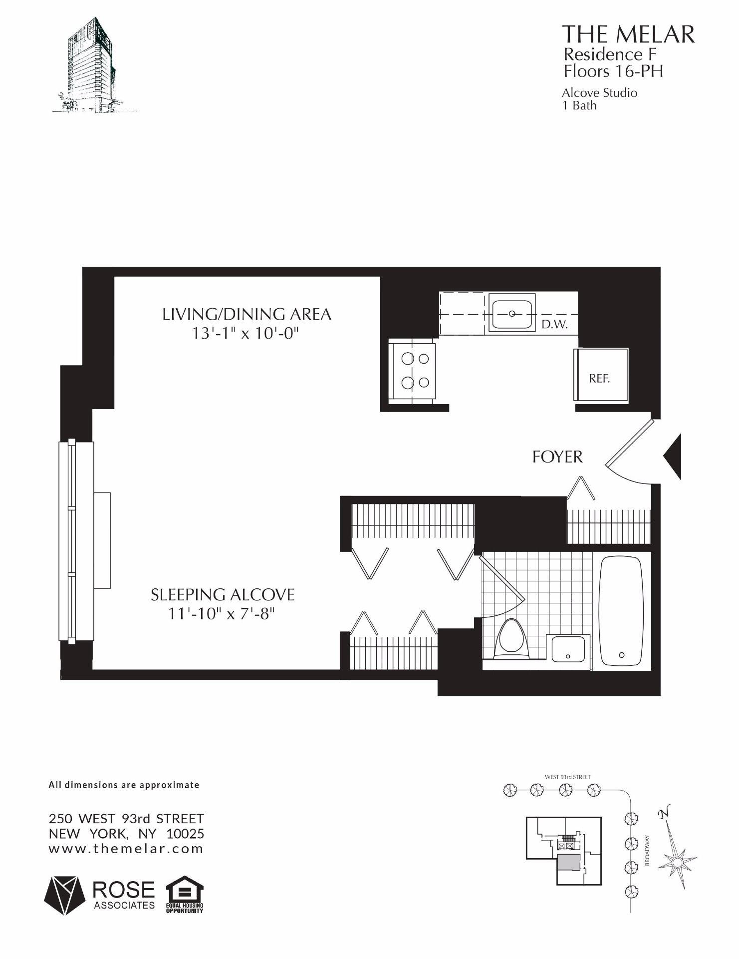 Floorplan for 250 West 93rd Street, 16-F