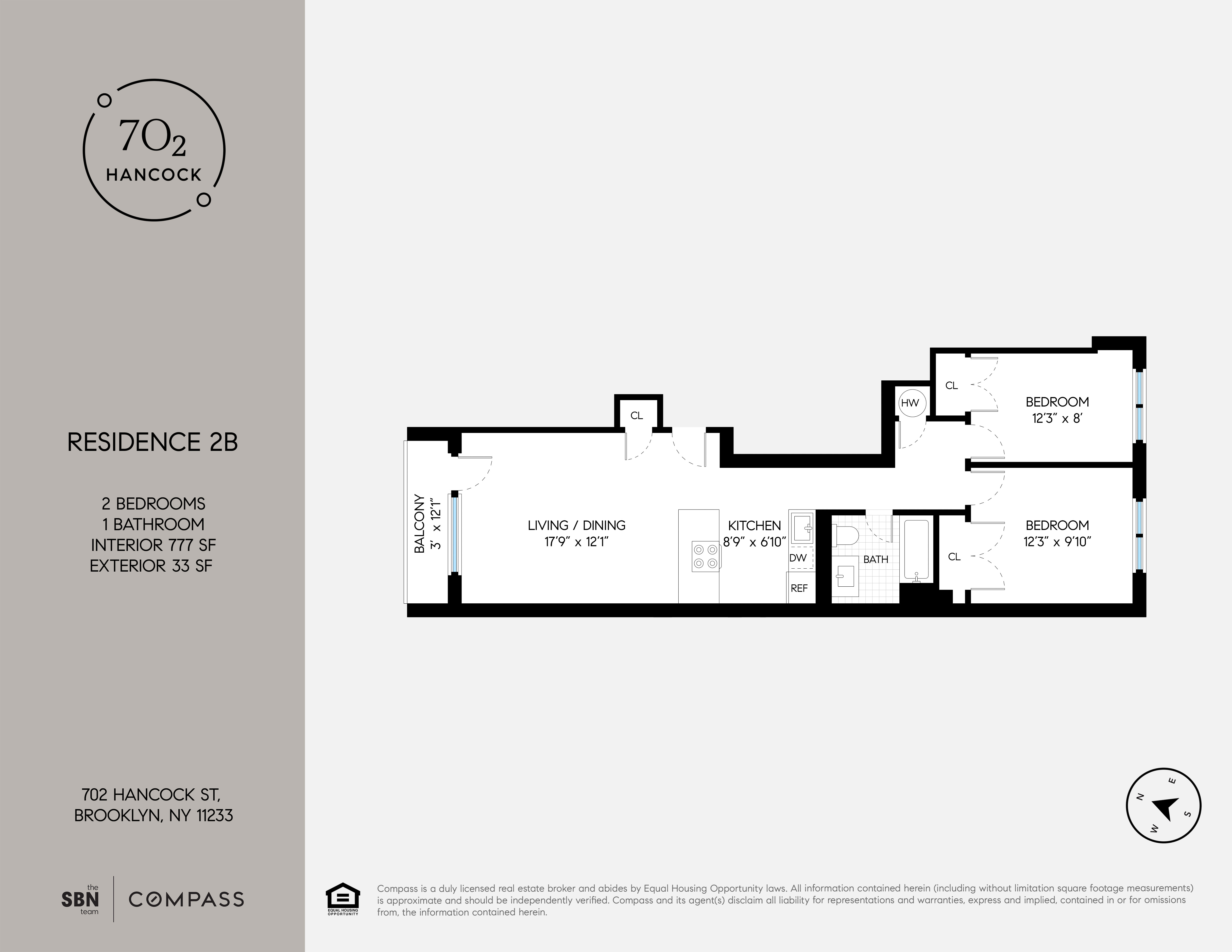 Floorplan for 702 Hancock Street, 2B