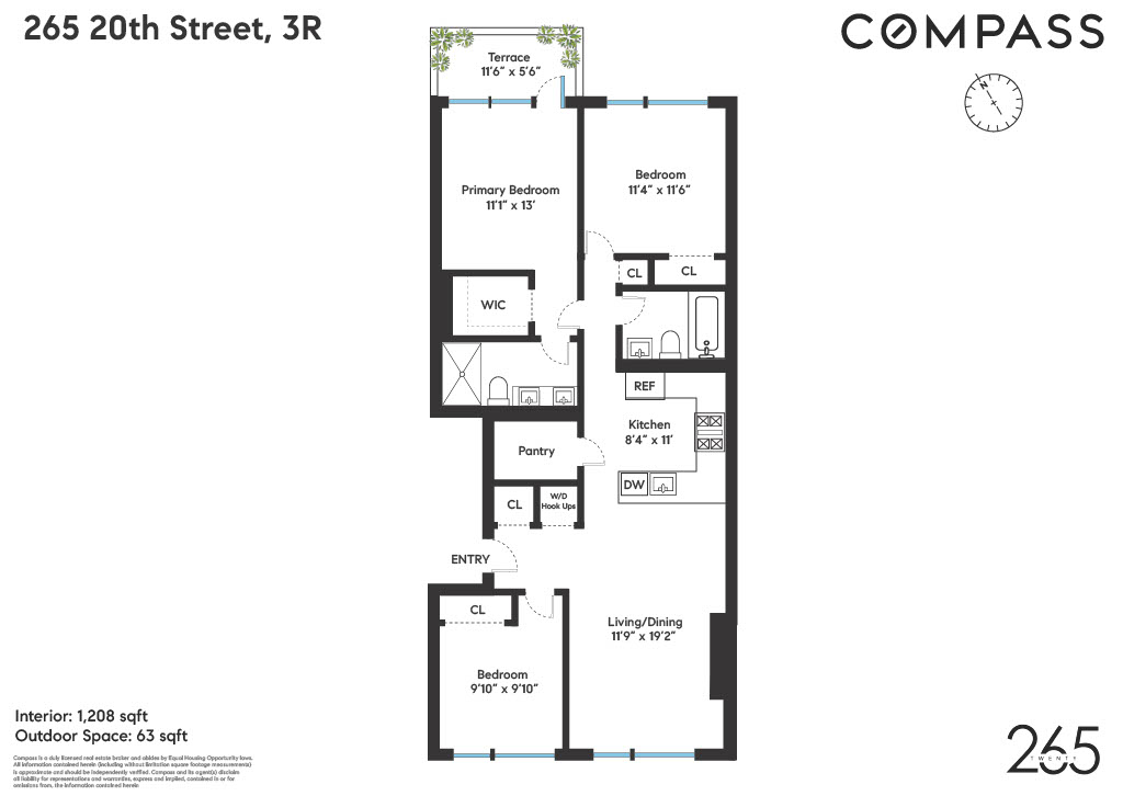 Floorplan for 265 20th Street, 3R