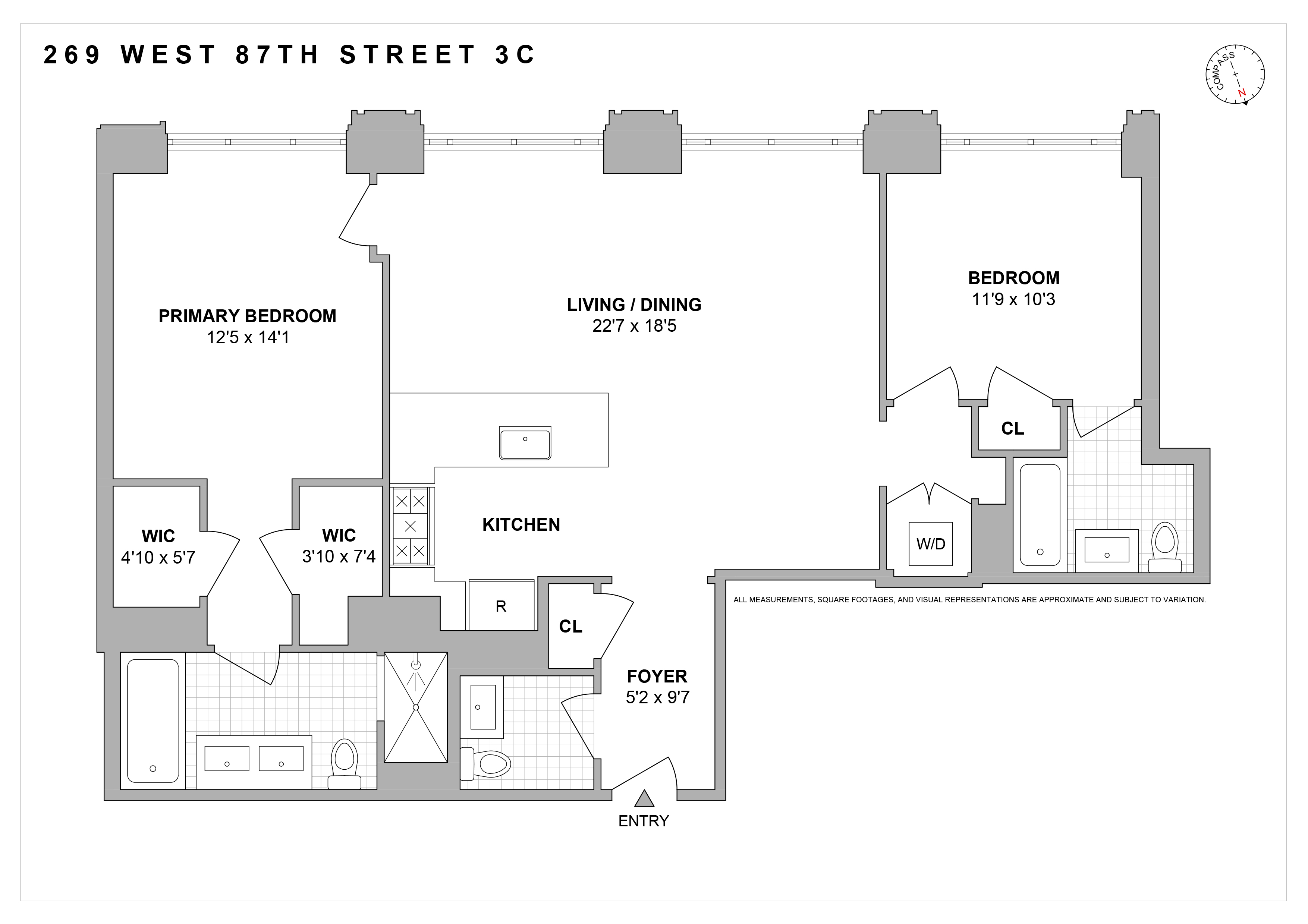 Floorplan for 269 West 87th Street, 3C