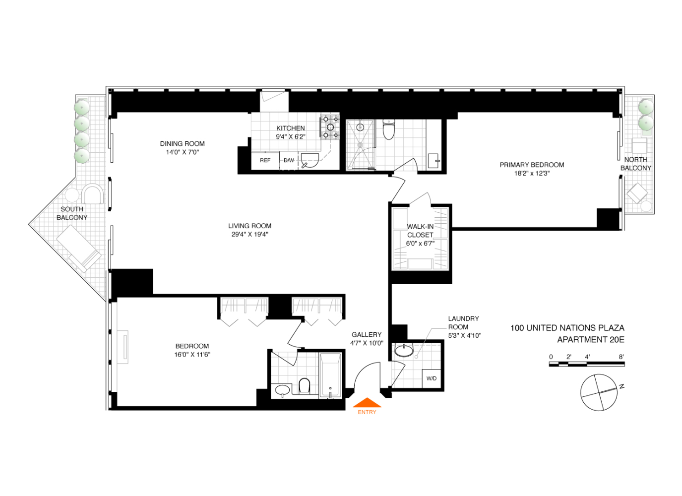 Floorplan for 100 United Nations Plaza, 20E