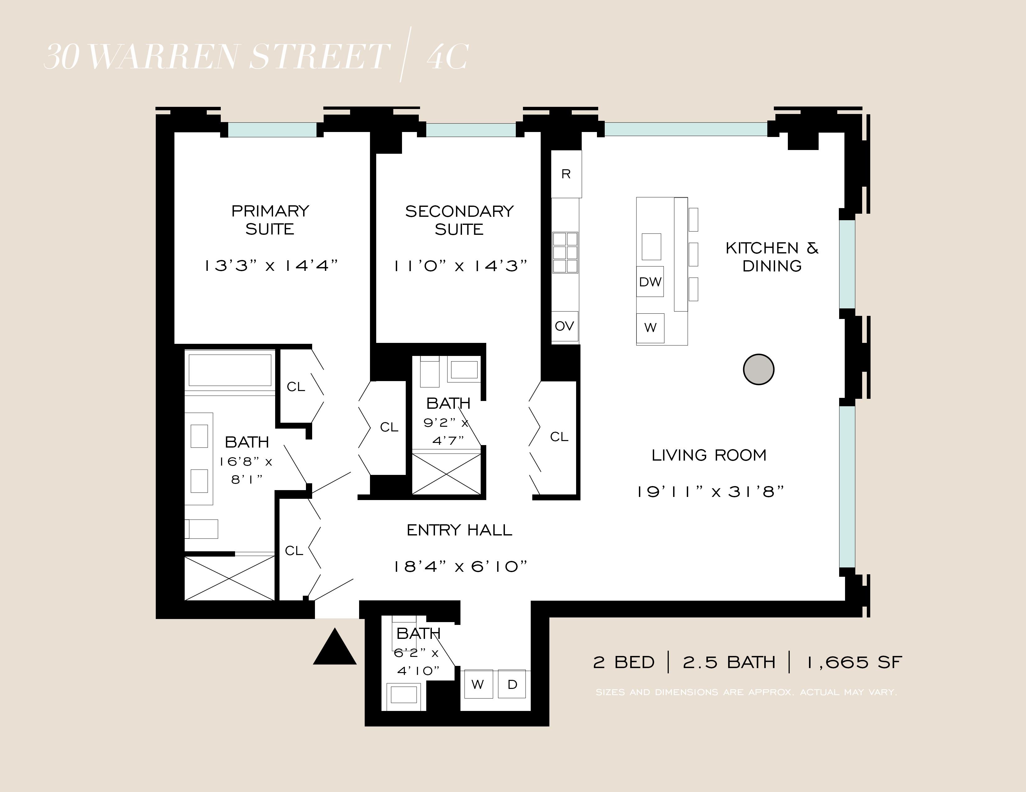 Floorplan for 30 Warren Street, 4-C