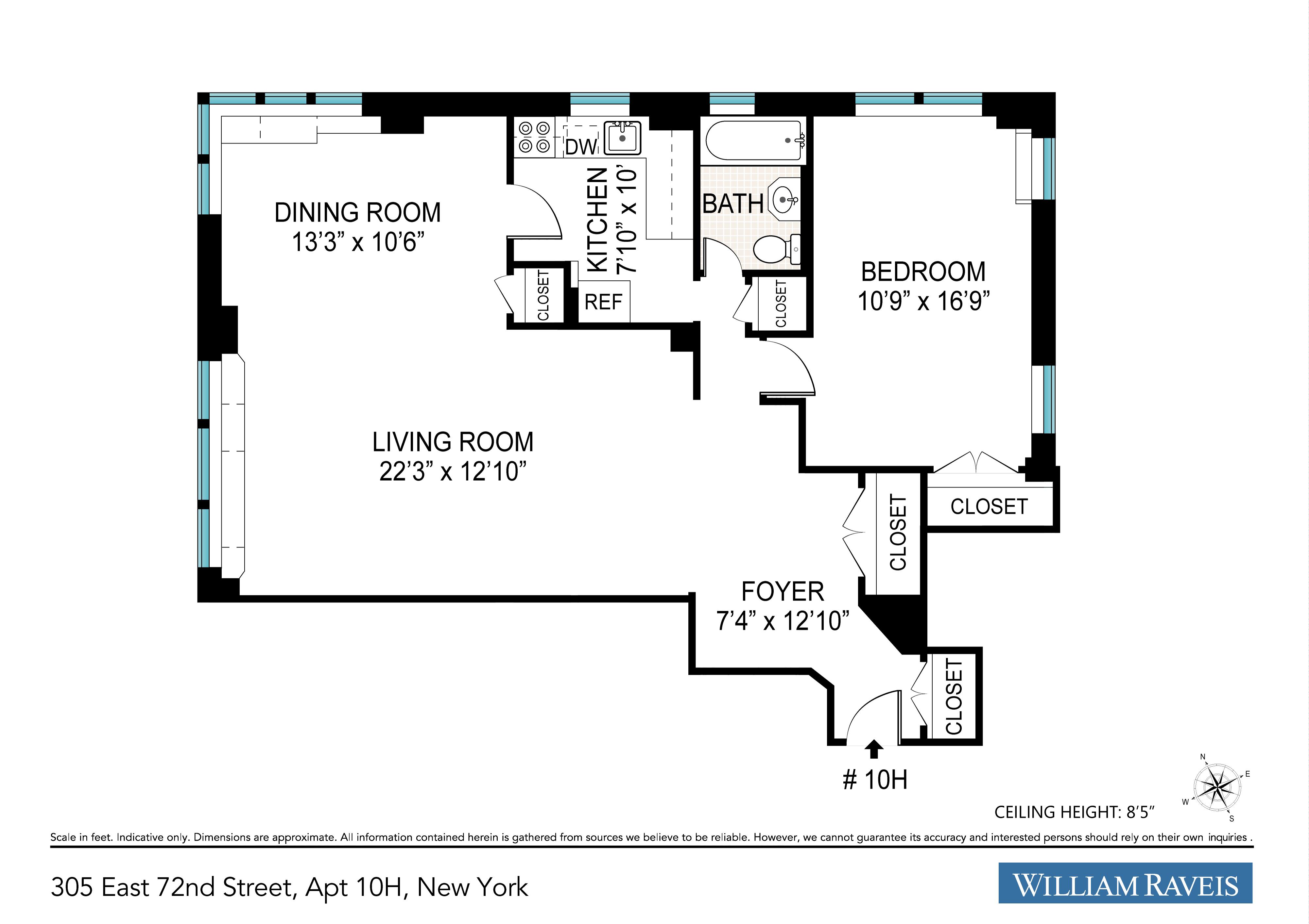 Floorplan for 305 East 72nd Street, 10-H