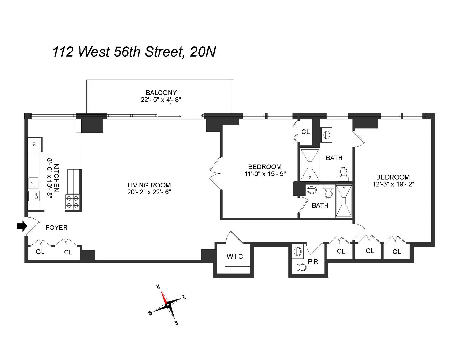 Floorplan for 112 West 56th Street, 20N