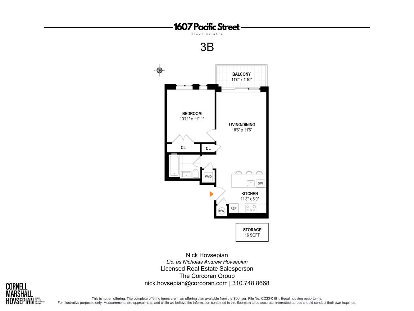 Floorplan for 1607 Pacific Street, 3B