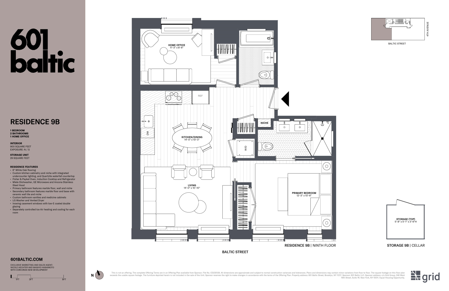 Floorplan for 601 Baltic Street, 9B