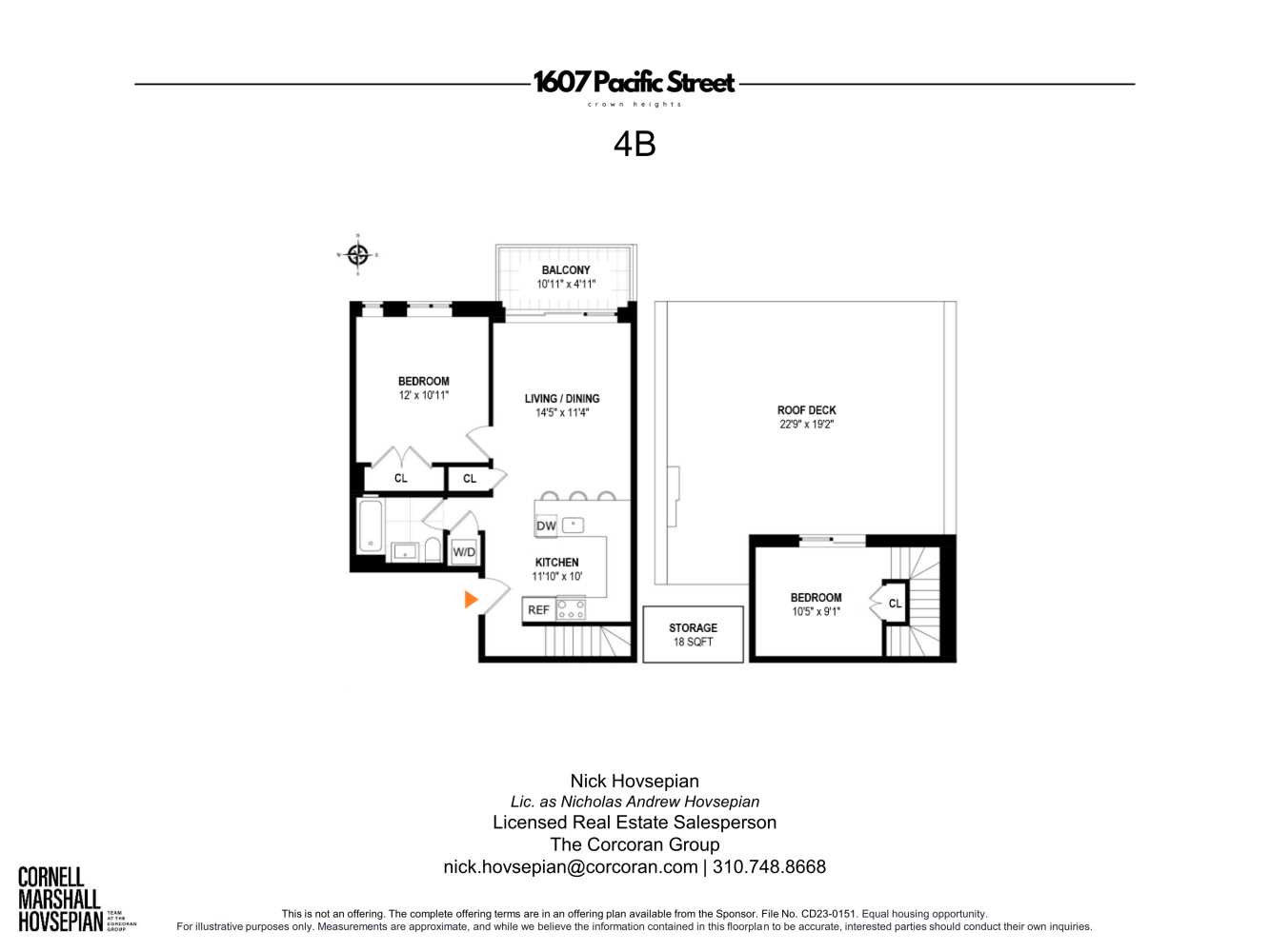 Floorplan for 1607 Pacific Street, 4B